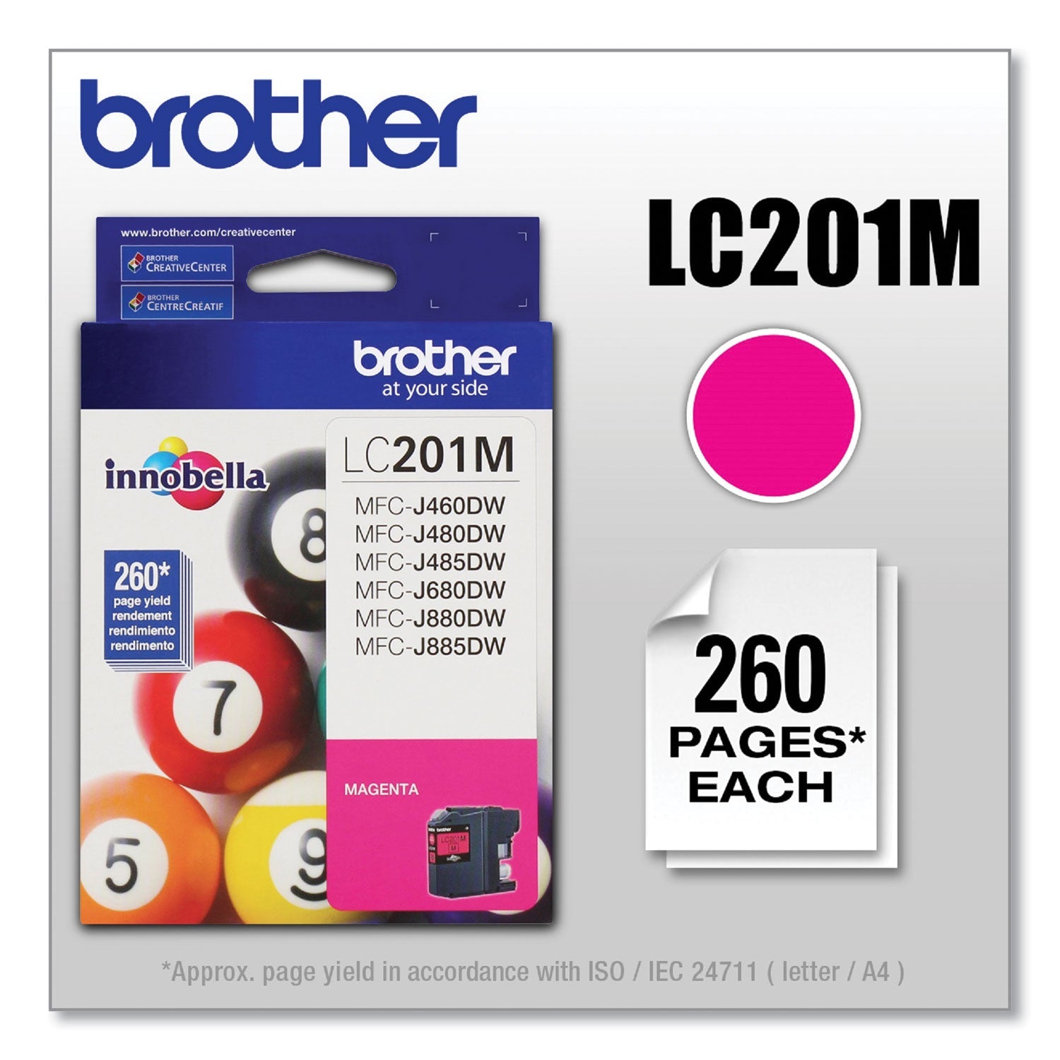 Brother Lc201m Innobella Ink, 260 Page-Yield, Magenta