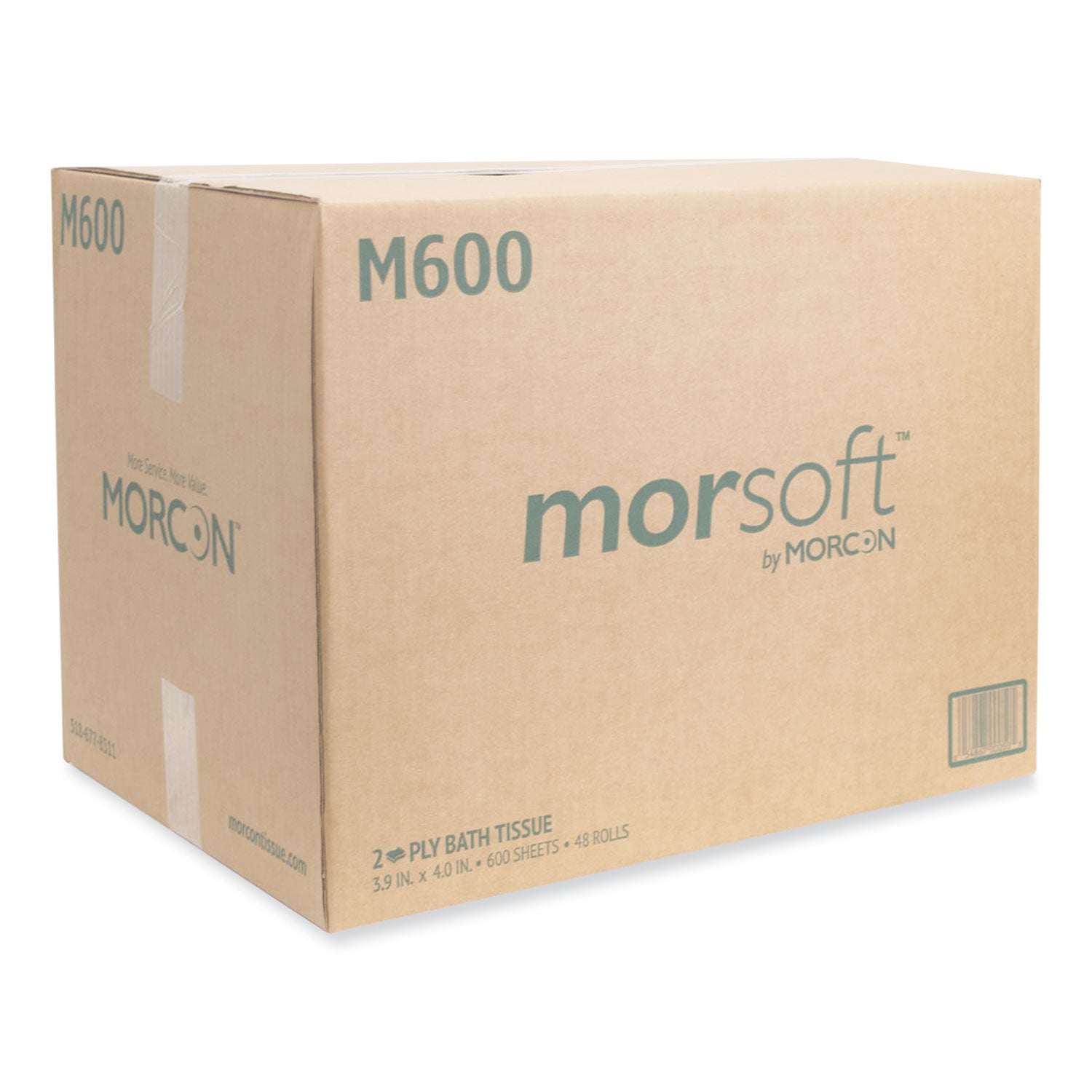 Morcon Tissue Morsoft Controlled Bath Tissue, Septic Safe, 2-Ply, White, 600 Sheets/Roll, 48 Rolls/Carton