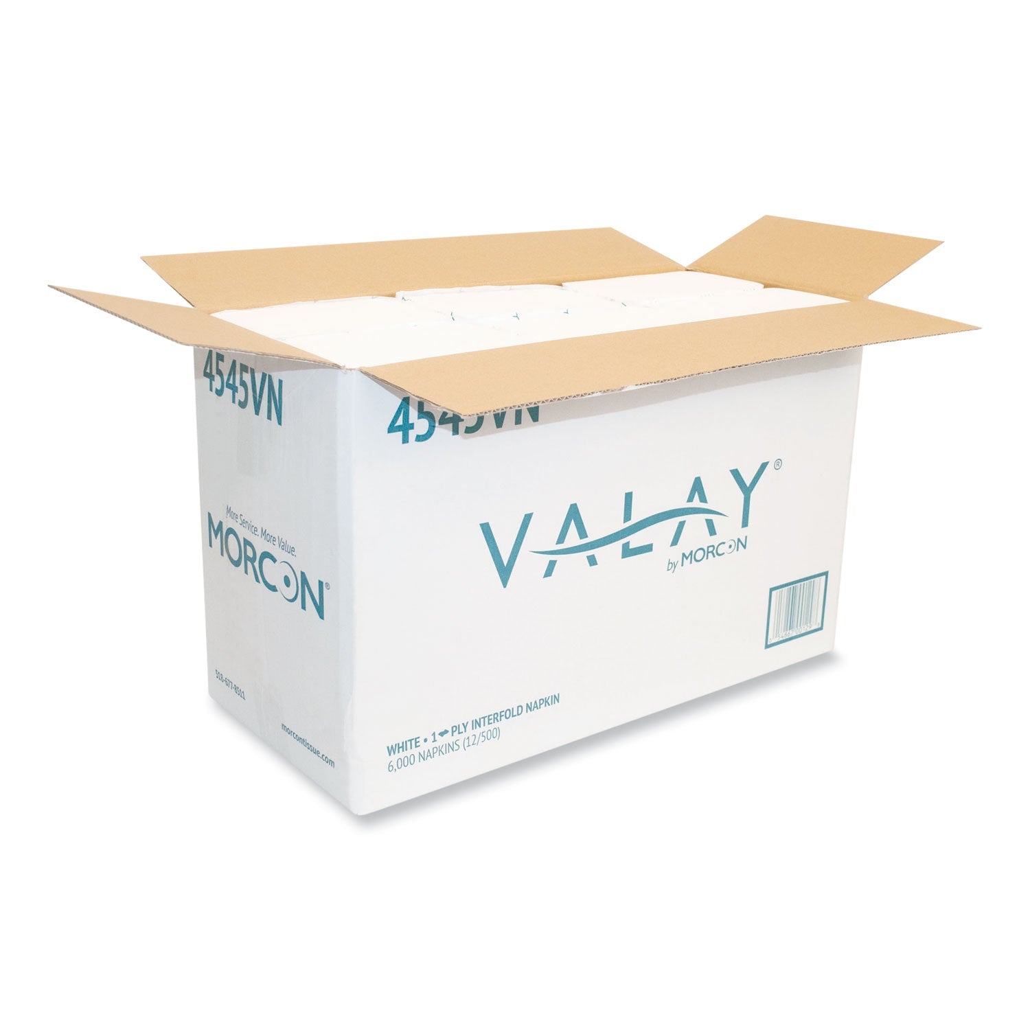 Morcon Tissue Valay Interfolded Napkins, 1-Ply, White, 6.5 X 8.25, 6,000/carton