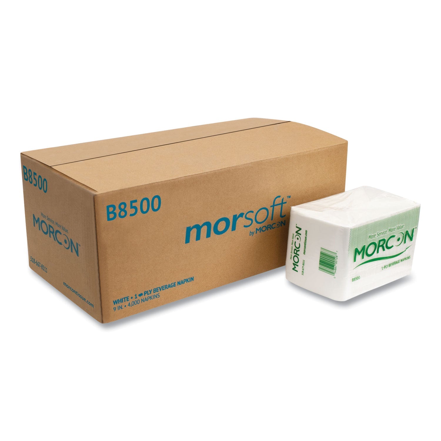 Morsoft Beverage Napkins | White | 8-Packs