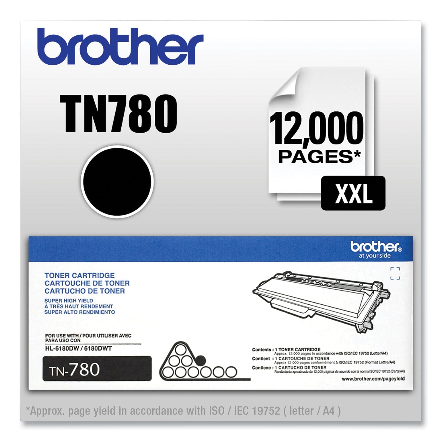 Brother Tn780 Super High-Yield Toner, 12,000 Page-Yield, Black