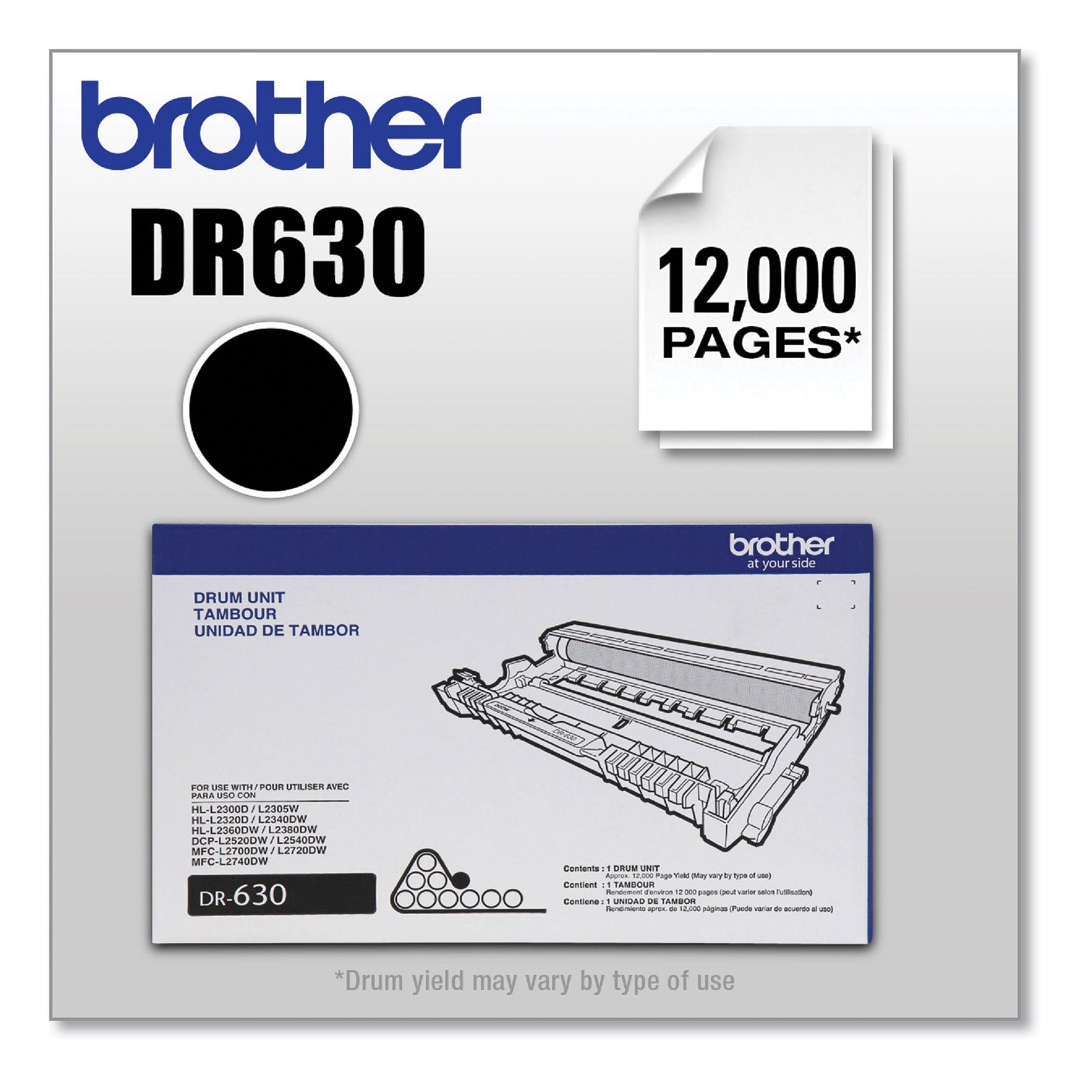 Brother Dr630 Drum Unit, 12,000 Page-Yield, Black