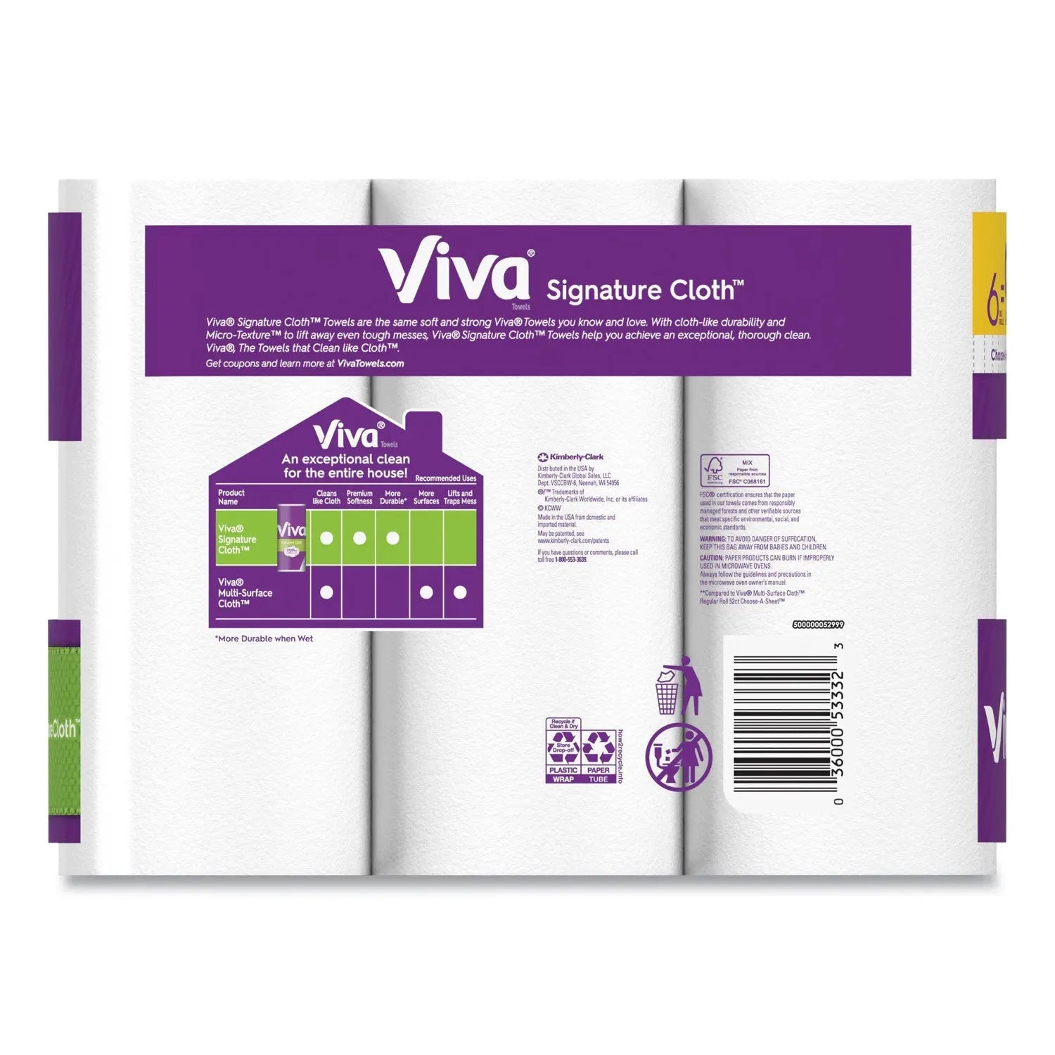 Viva® Signature Cloth Choose-A-Sheet Kitchen Roll Paper Towels, 1-Ply, 11 x 5.9, White, 70 Sheets/Roll, 6 Roll/Pack, 4 Packs/Carton