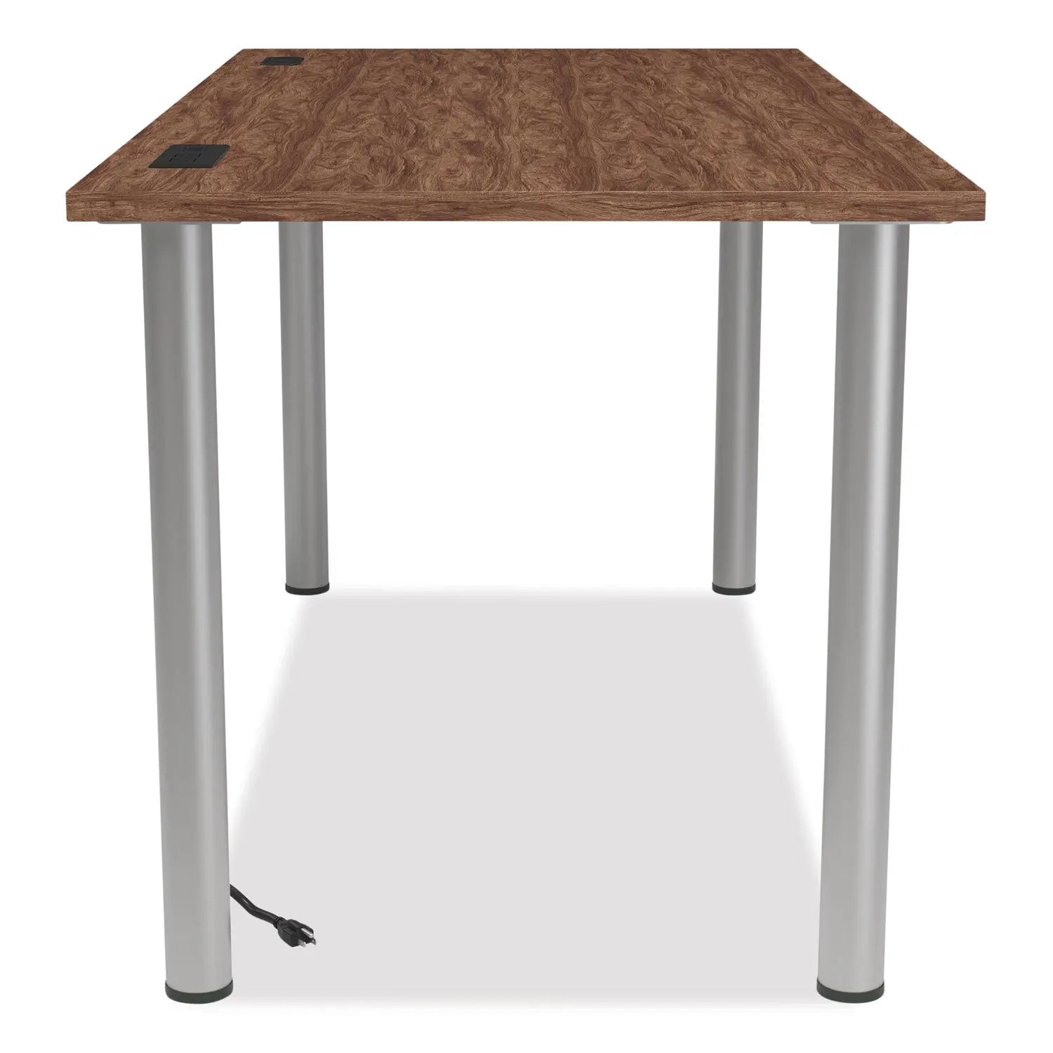 Union & Scale™ Essentials Writing Table-Desk With Integrated Power Management, 59.7" X 29.3" X 28.8", Espresso/aluminum