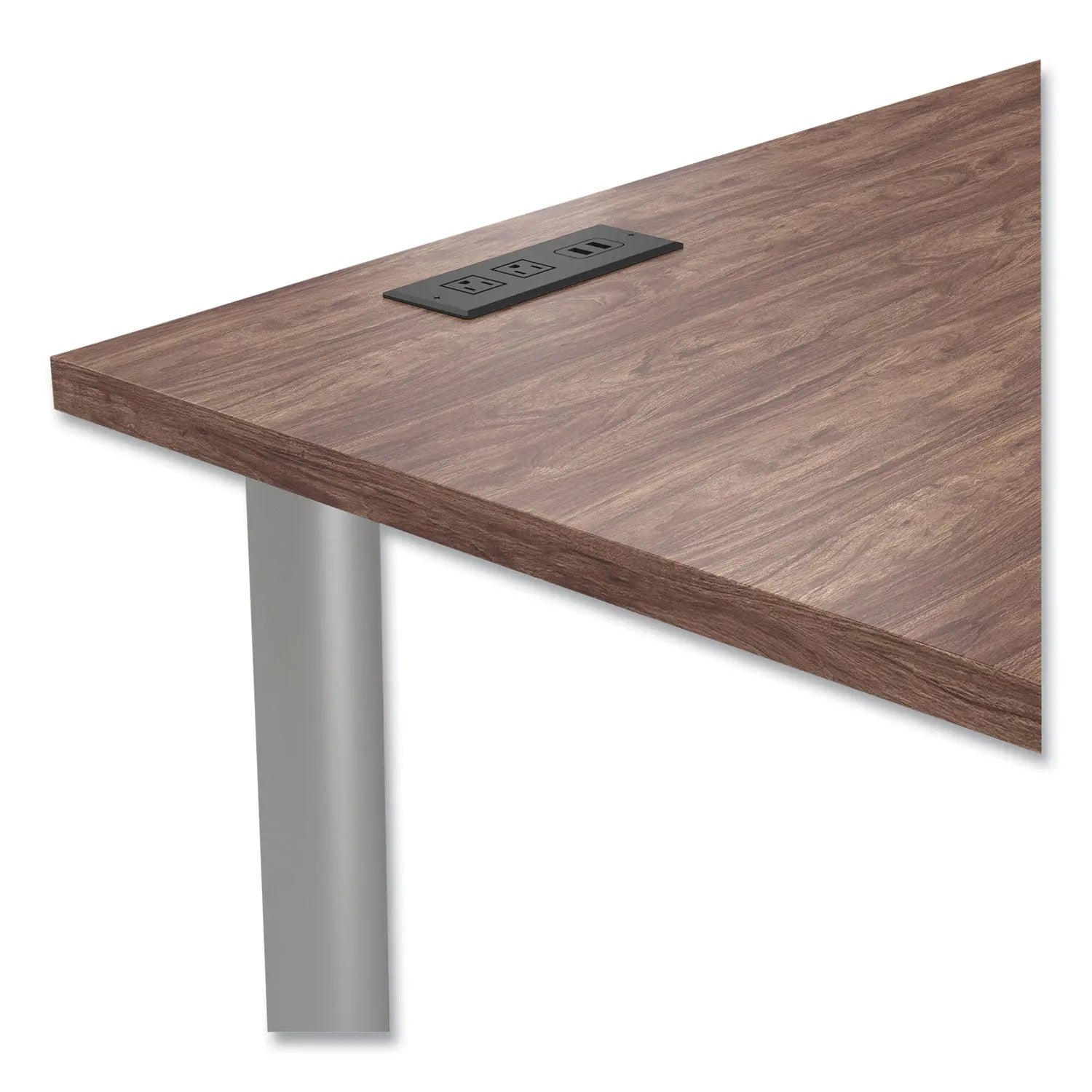 Union & Scale™ Essentials Writing Table-Desk With Integrated Power Management, 59.7" X 29.3" X 28.8", Espresso/aluminum