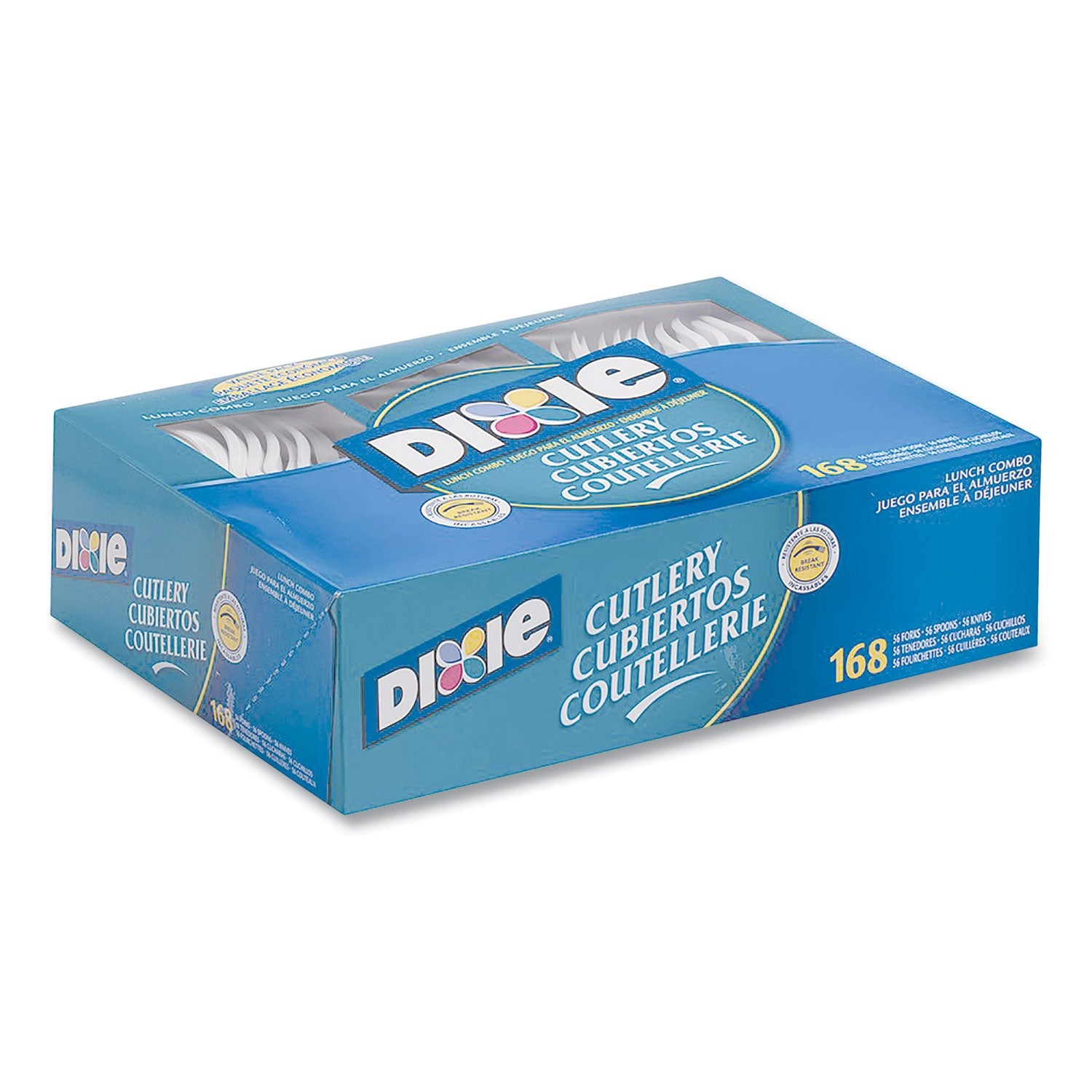 Dixie® Combo Pack, Tray with White Plastic Utensils, Heavyweight, Fork/Knife/Spoon, 168/Pack