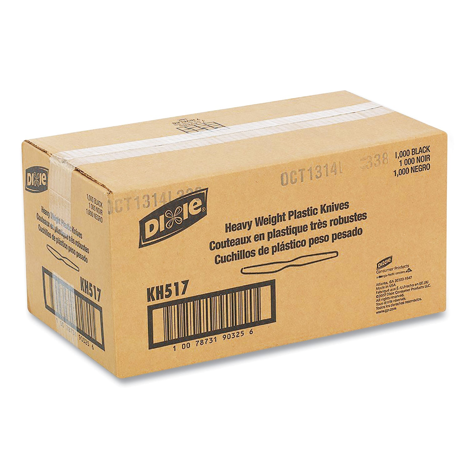 Dixie® Plastic Cutlery, Heavyweight Knife, Black, 1,000/Carton