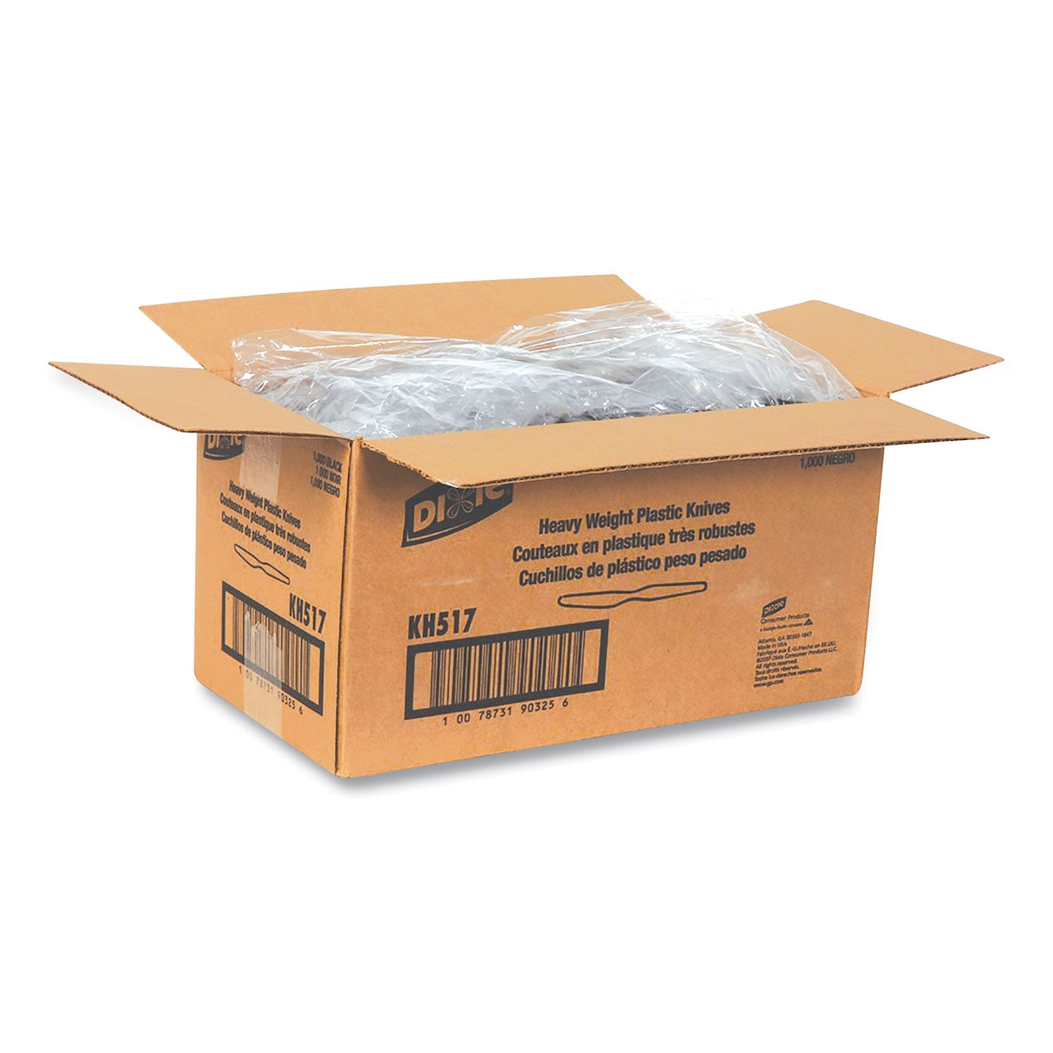 Dixie® Plastic Cutlery, Heavyweight Knife, Black, 1,000/Carton