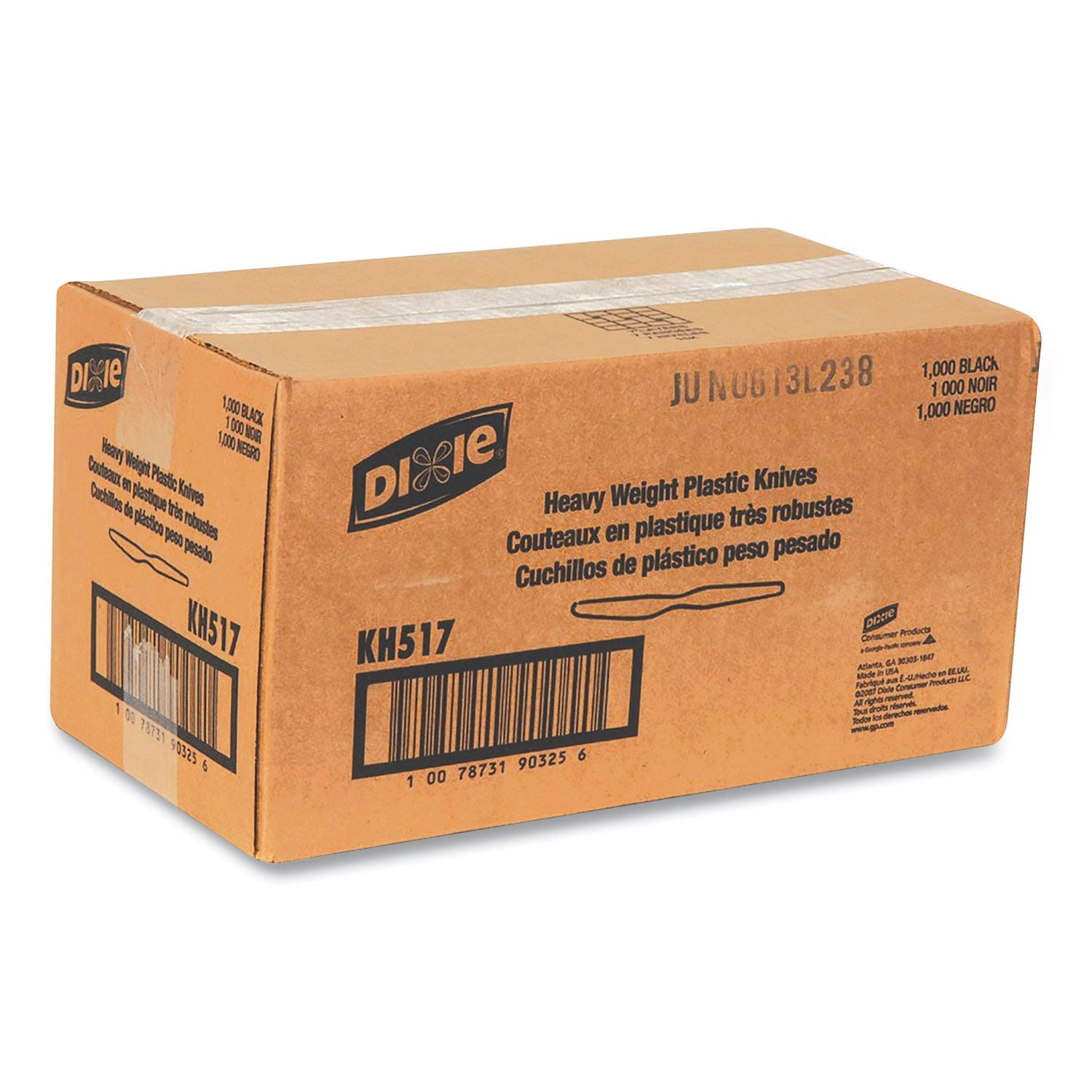 Dixie® Plastic Cutlery, Heavyweight Knife, Black, 1,000/Carton