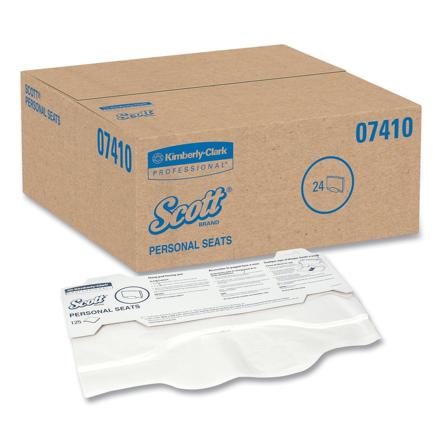 Scott® Personal Seats Sanitary Toilet Seat Covers, 15 X 18, White, 125/pack