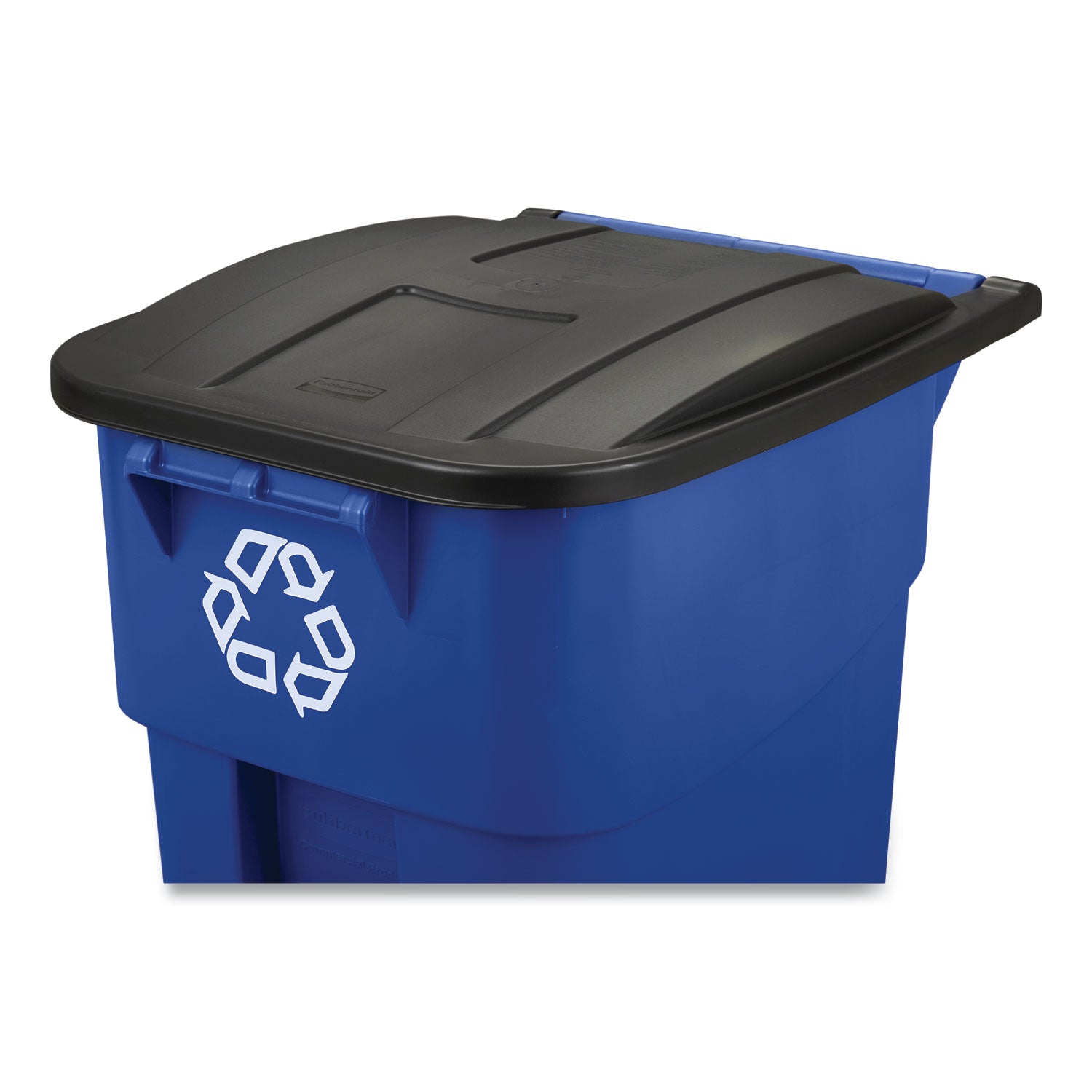 Rubbermaid® Commercial Square Brute Recycling Rollout Container, 50 gal, Plastic, Blue