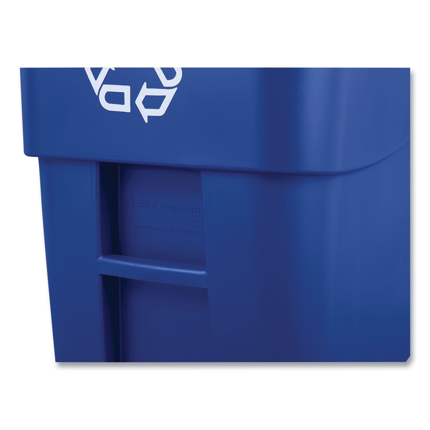 Rubbermaid® Commercial Square Brute Recycling Rollout Container, 50 gal, Plastic, Blue