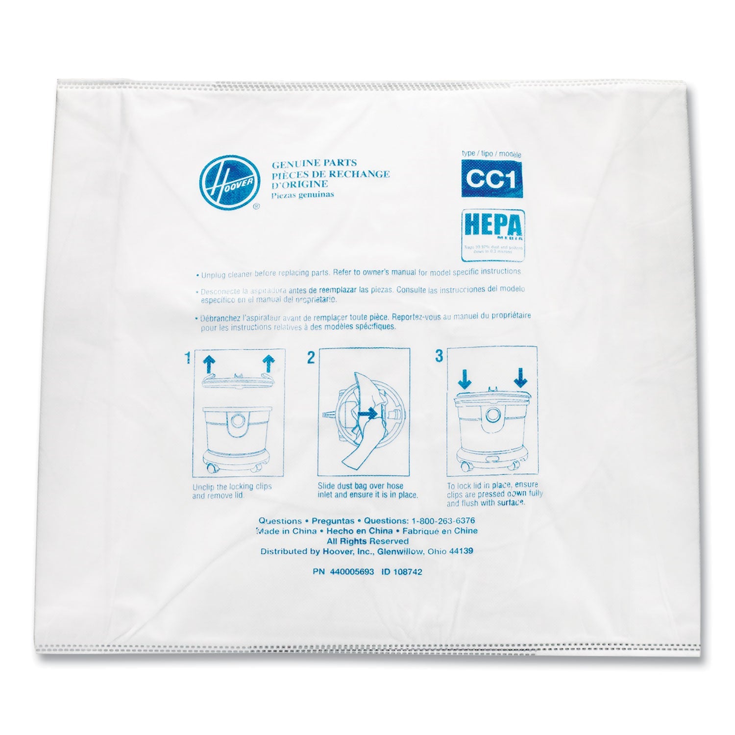 Disposable Vacuum Bags | HEPA CC1 | 10-Pack