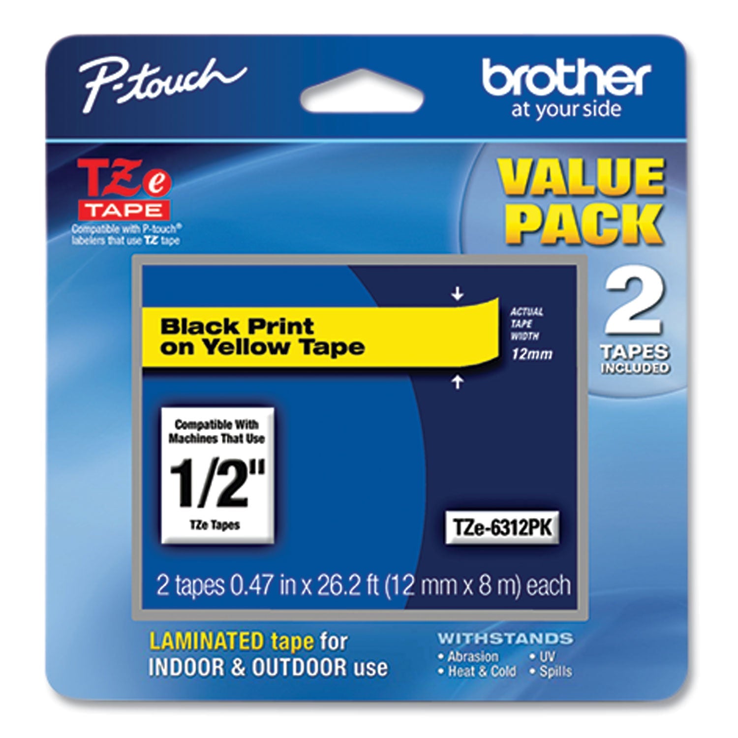 P-Touch Standard Laminated Label Tape | 2/Pack