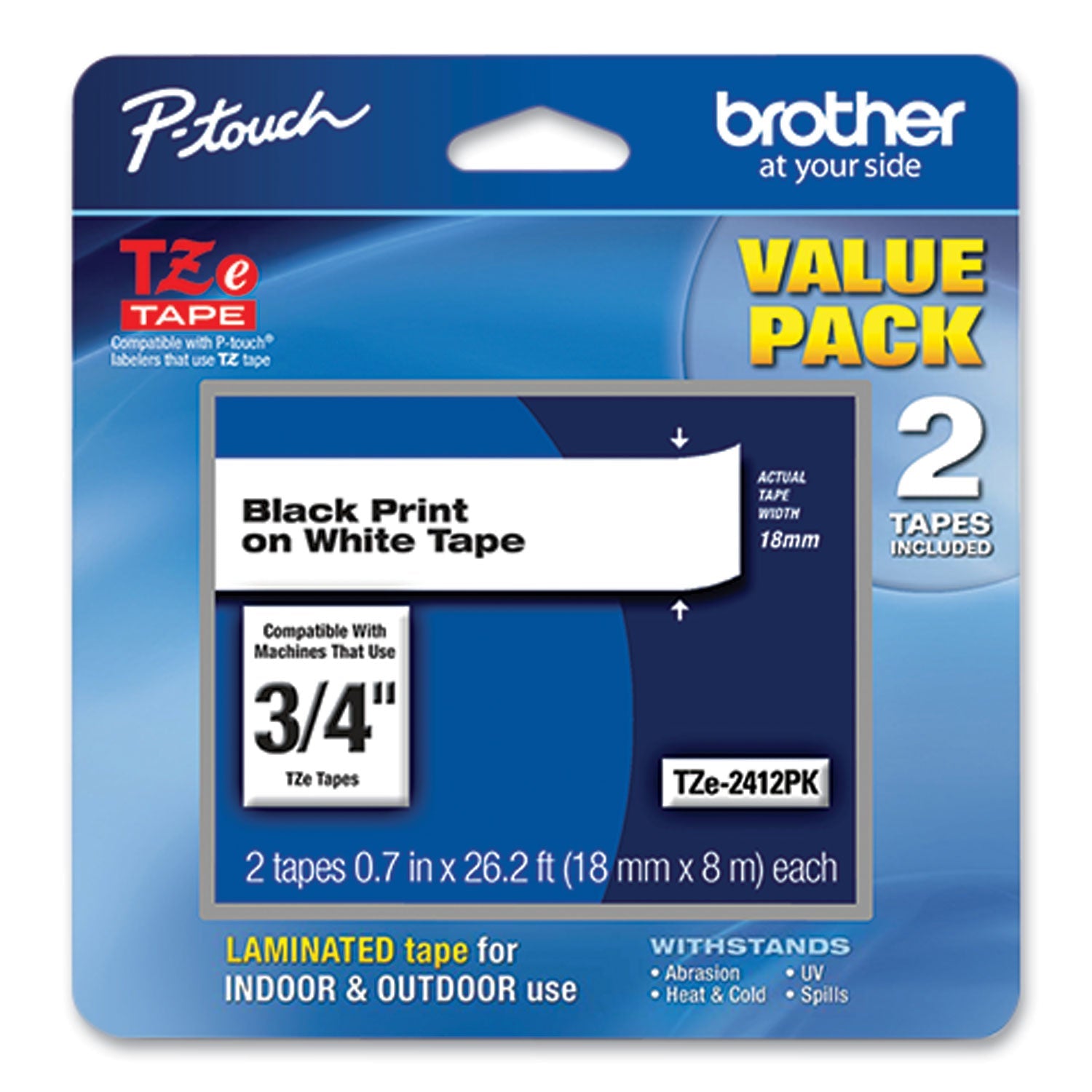 P-Touch Standard Laminated Label Tape | 2/Pack