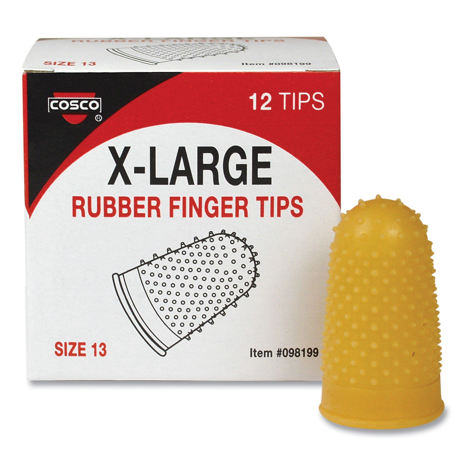 COSCO Fingertip Pads, Size 13, Extra Large, Amber, 12/pack