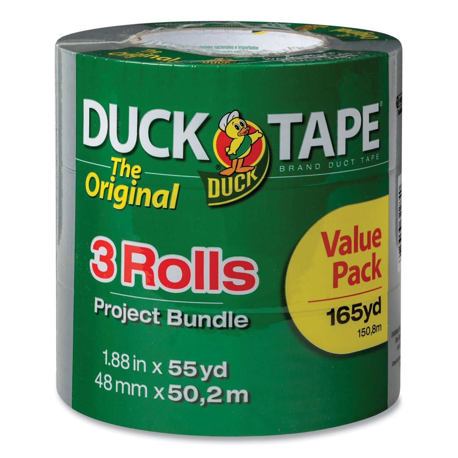 Duck® Utility Duct Tape, 3" Core, 1.88" X 55 Yds, Silver, 3/pack