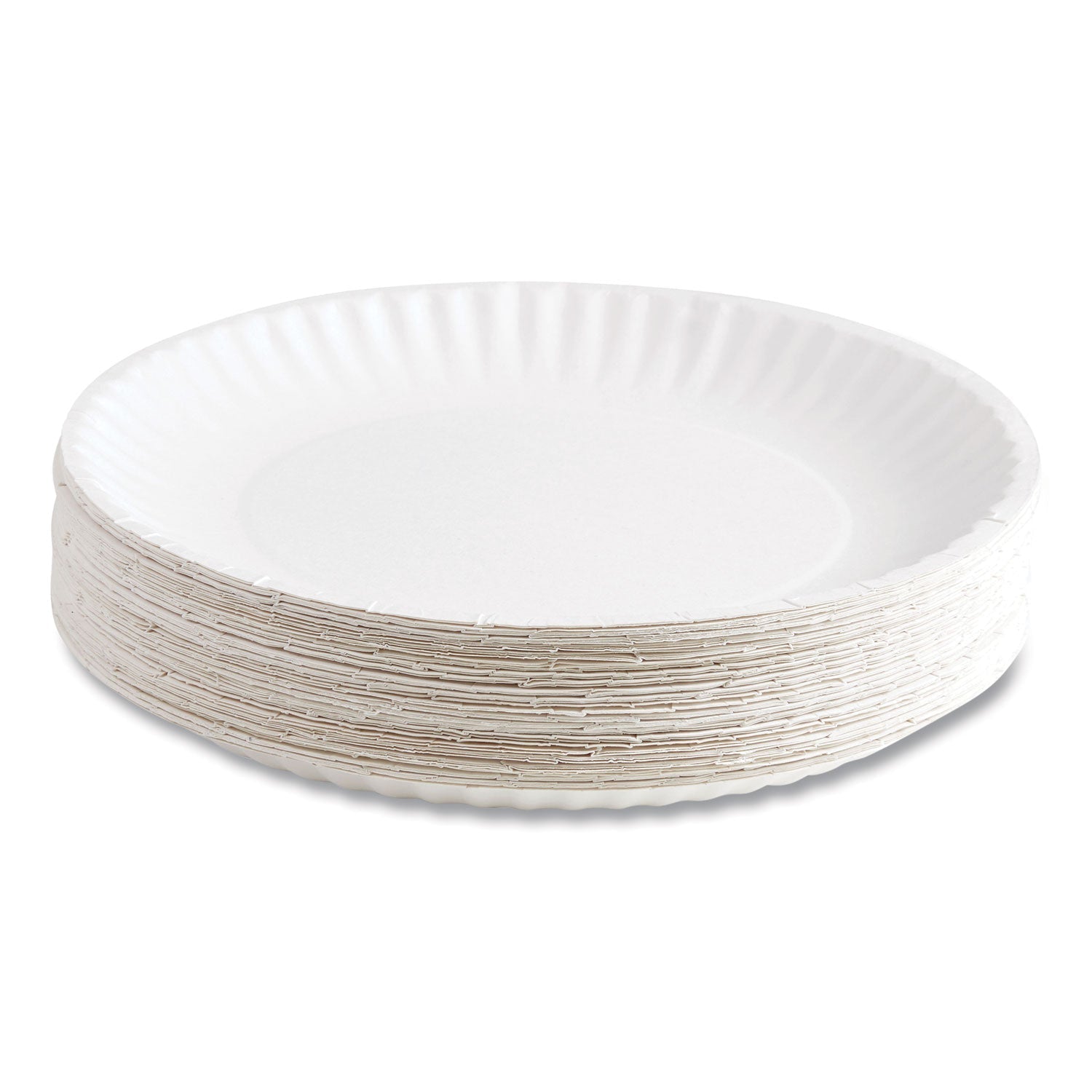 Perk™ Economy Paper Plates, 9" Dia, White, 100/pack