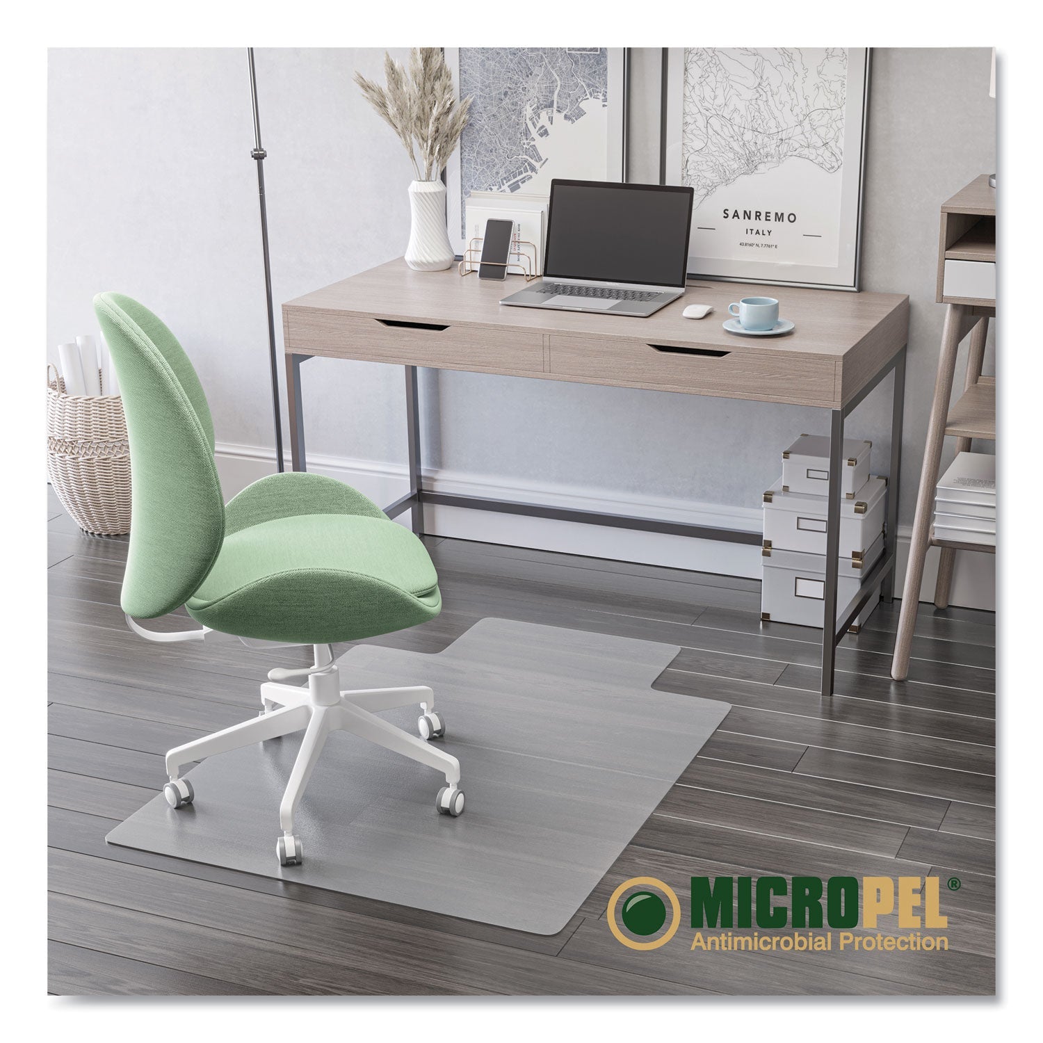deflecto® Antimicrobial Chair Mat, Rectangular, 48 X 36, Clear