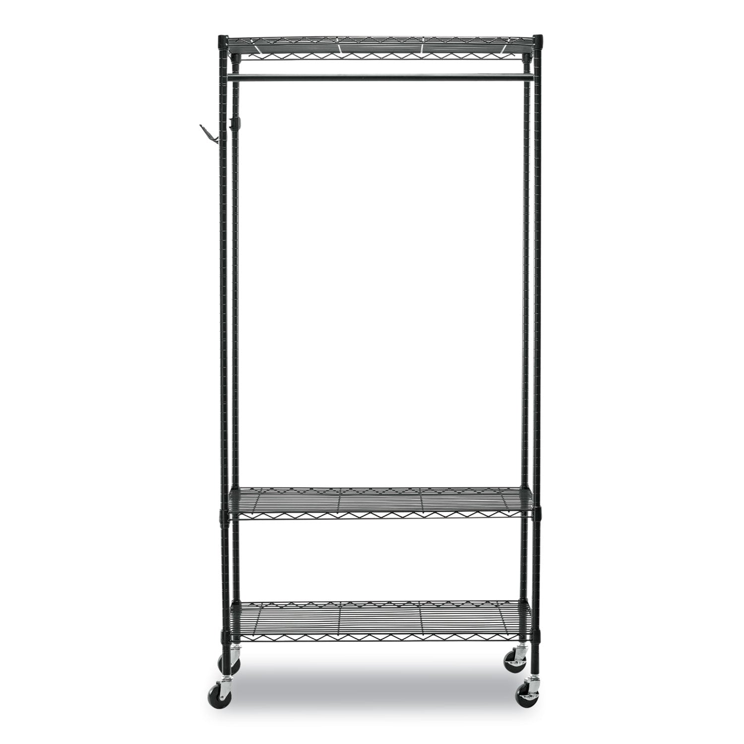 Alera® Wire Shelving Garment Rack, 40 Garments, 48w X 18d X 75h, Black