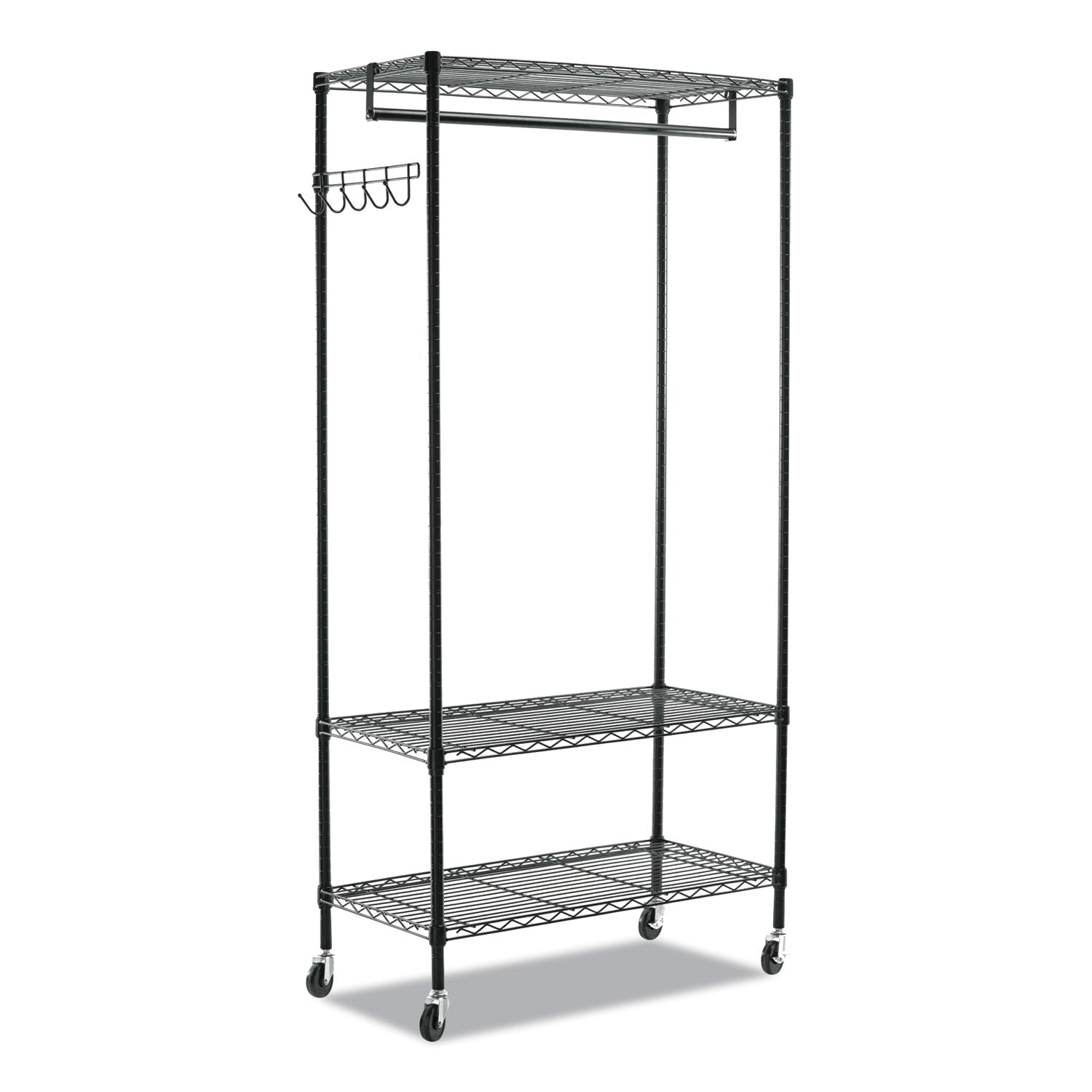 Alera® Wire Shelving Garment Rack, 40 Garments, 48w X 18d X 75h, Black