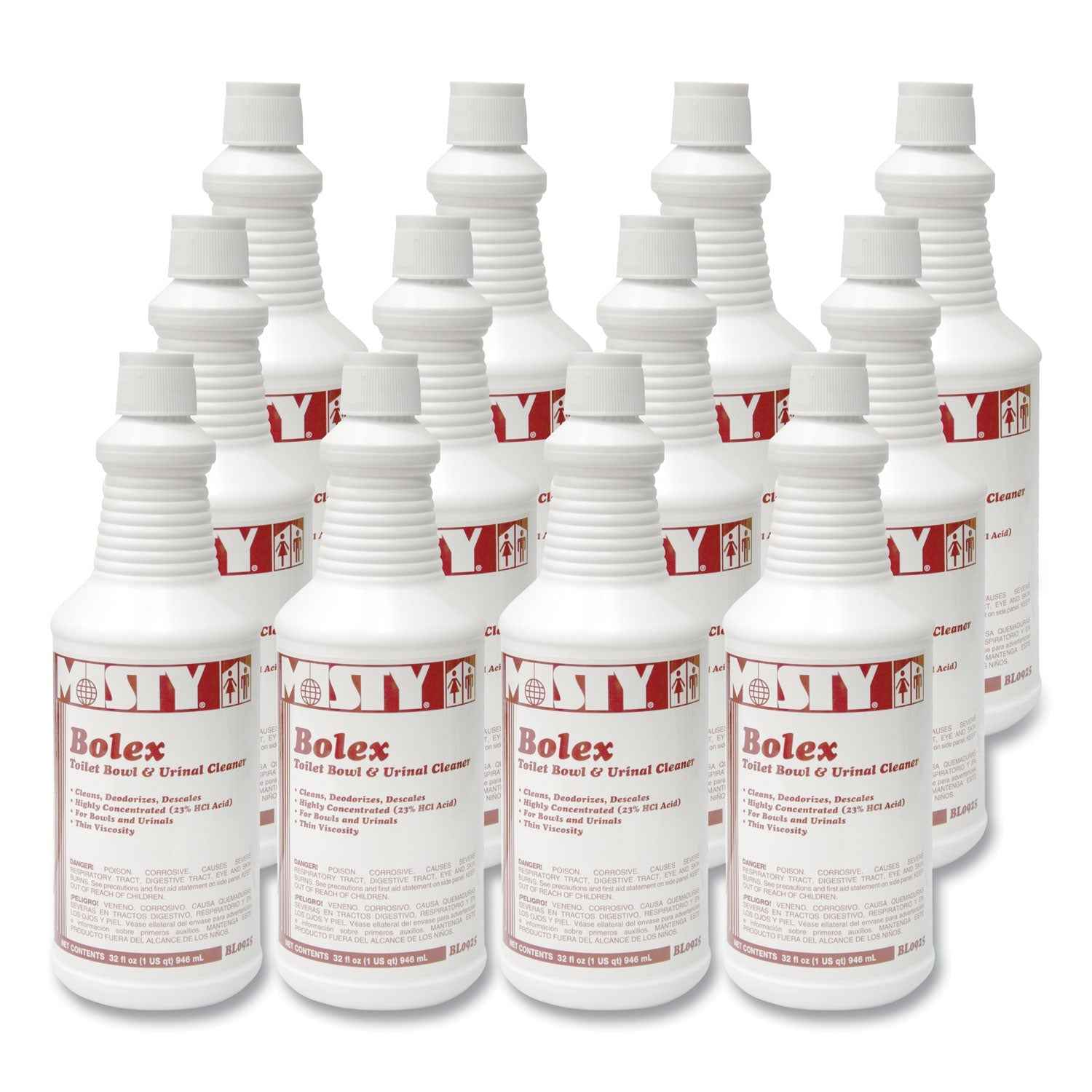 Misty® Bolex 23 Percent Hydrochloric Acid Bowl Cleaner, Wintergreen, 32oz, 12/carton