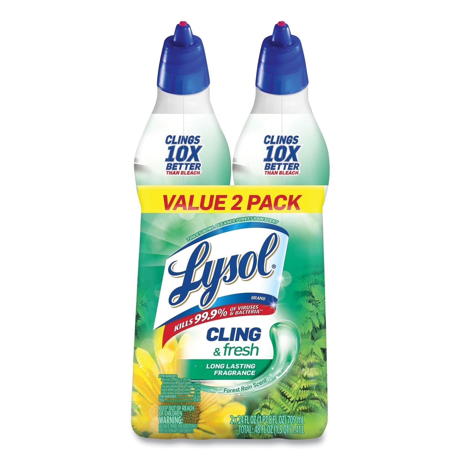 LYSOL® Brand Cling and Fresh Toilet Bowl Cleaner, Forest Rain Scent, 24 oz, 2/Pack