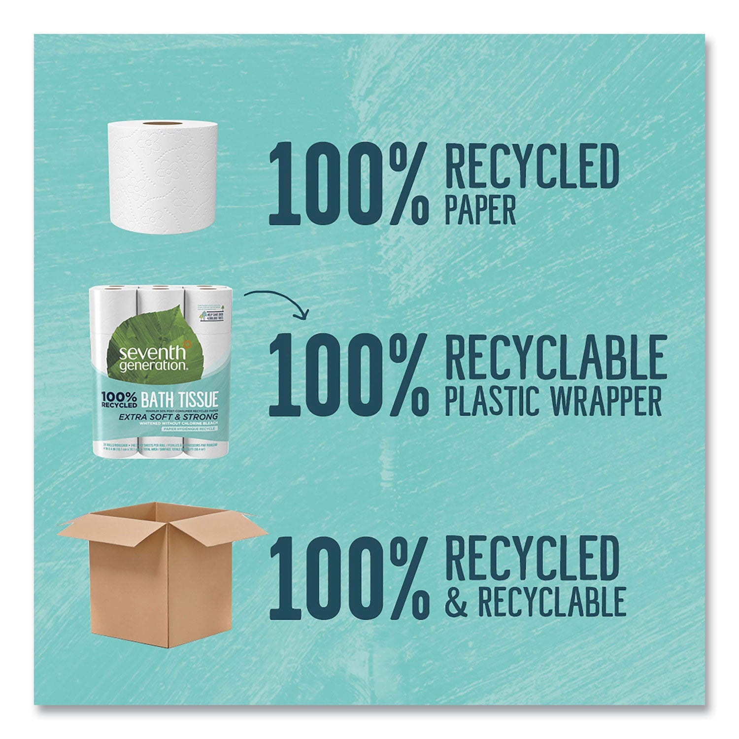 Seventh Generation® 100% Recycled Bathroom Tissue, Septic Safe, 2-Ply, White, 240 Sheets/roll, 24/pack, 2 Packs/carton