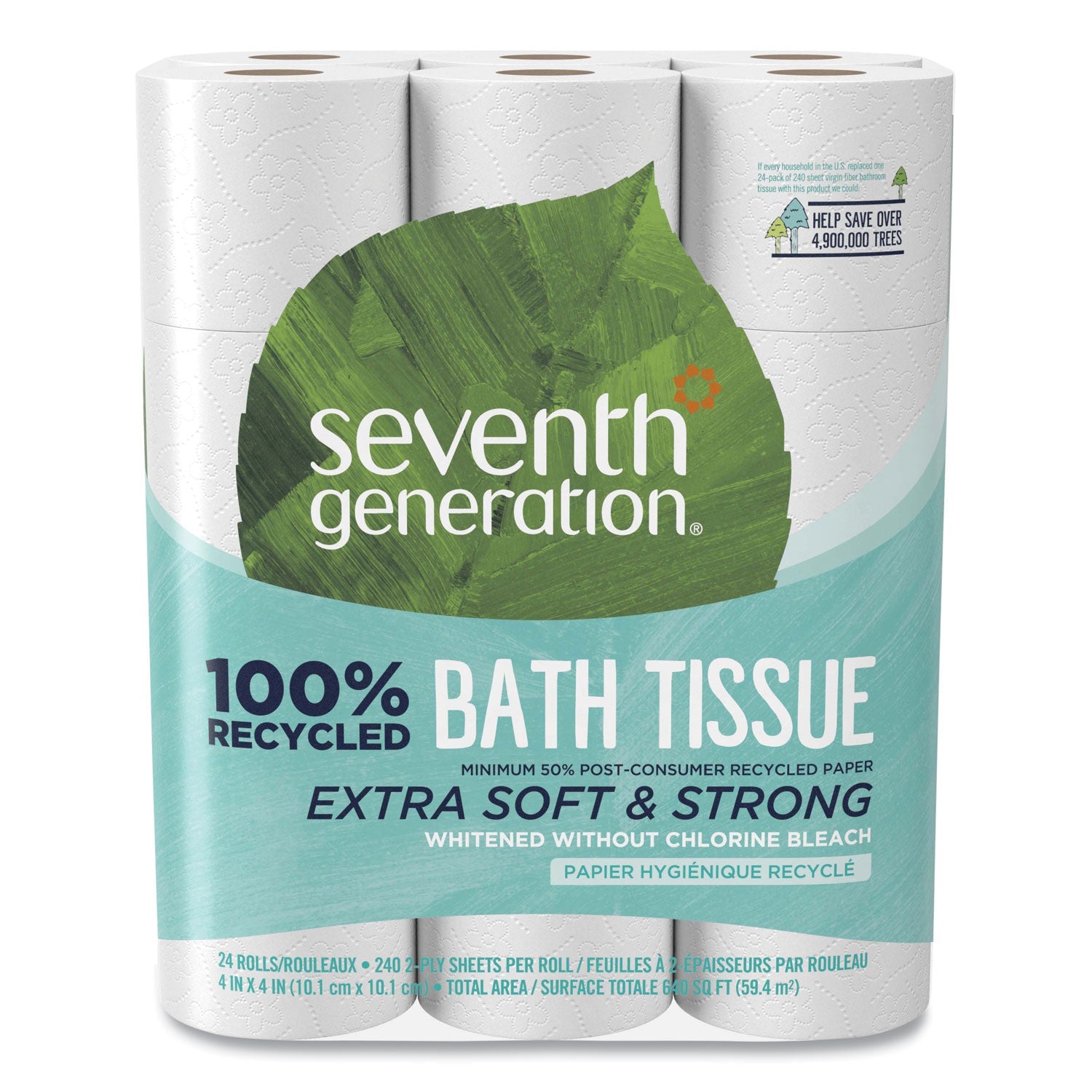Seventh Generation® 100% Recycled Bathroom Tissue, Septic Safe, 2-Ply, White, 240 Sheets/roll, 24/pack, 2 Packs/carton