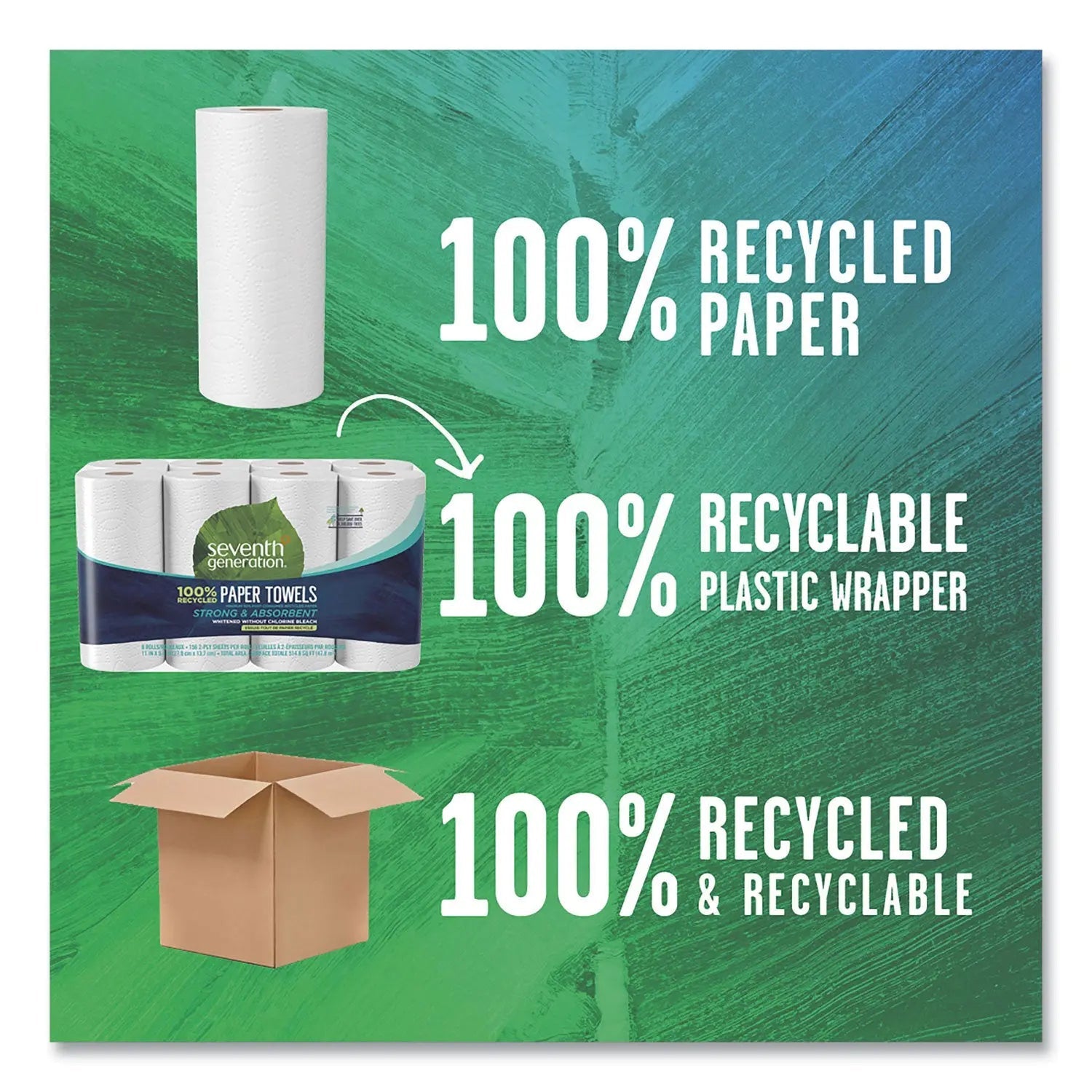 Seventh Generation® 100% Recycled Paper Kitchen Towel Rolls, 2-Ply, 11 x 5.4, 156 Sheets/Roll, 8 Rolls/Pack