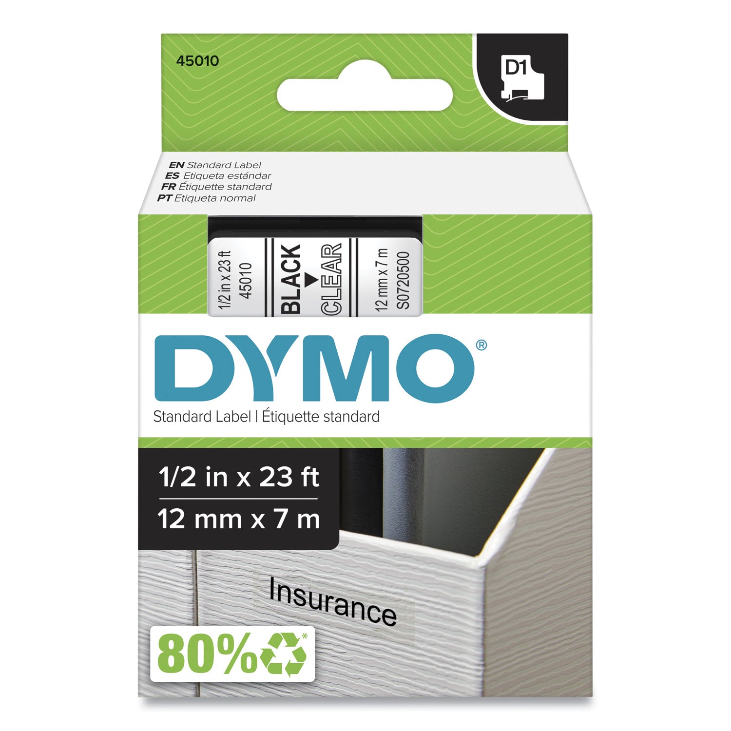 DYMO D1 Removable Label Tape | Black On Clear