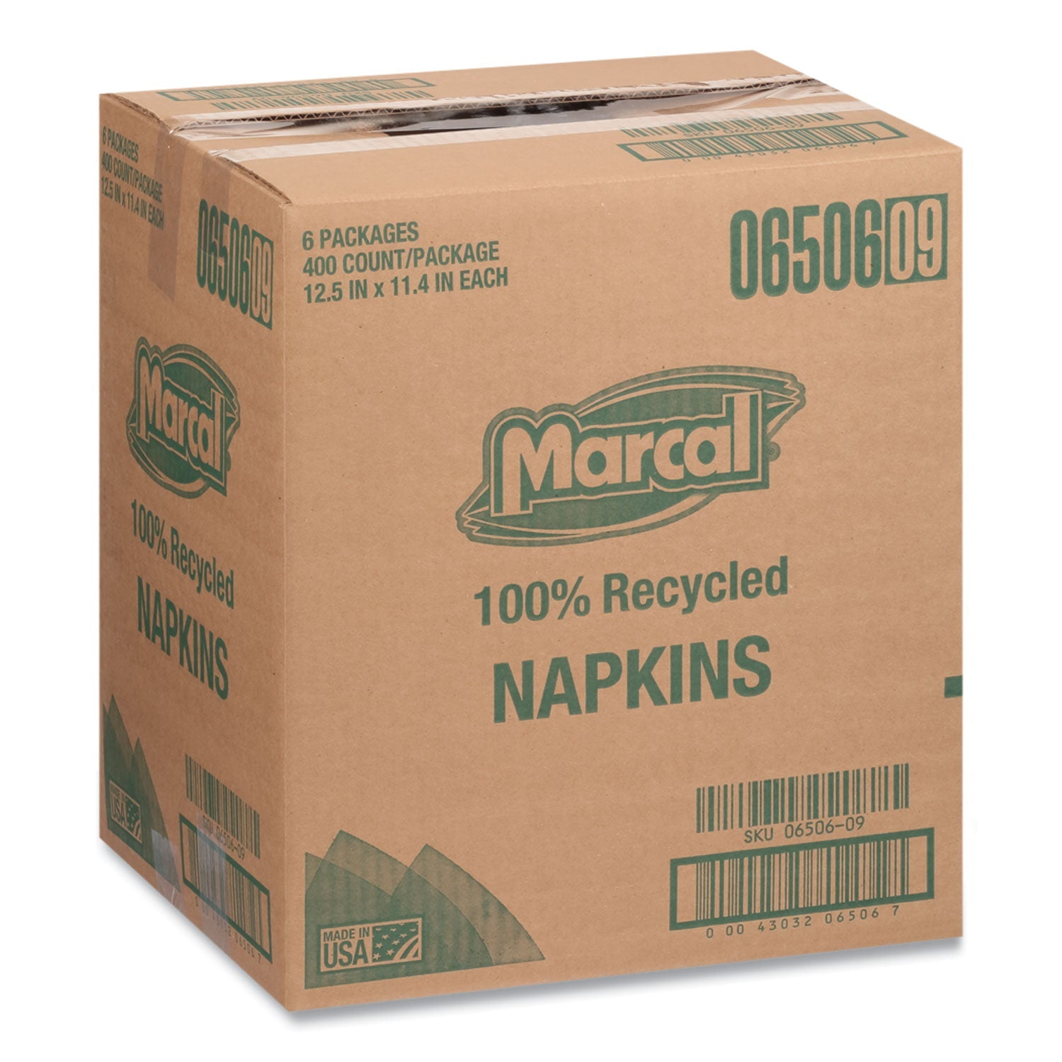 Marcal® 100% Recycled Luncheon Napkins, 11.4 X 12.5, White, 400/pack, 6pk/ct