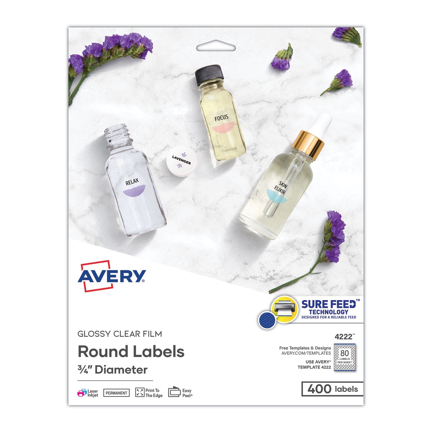 Permanent ID Labels | 0.75" Round | Clear, 400/PK