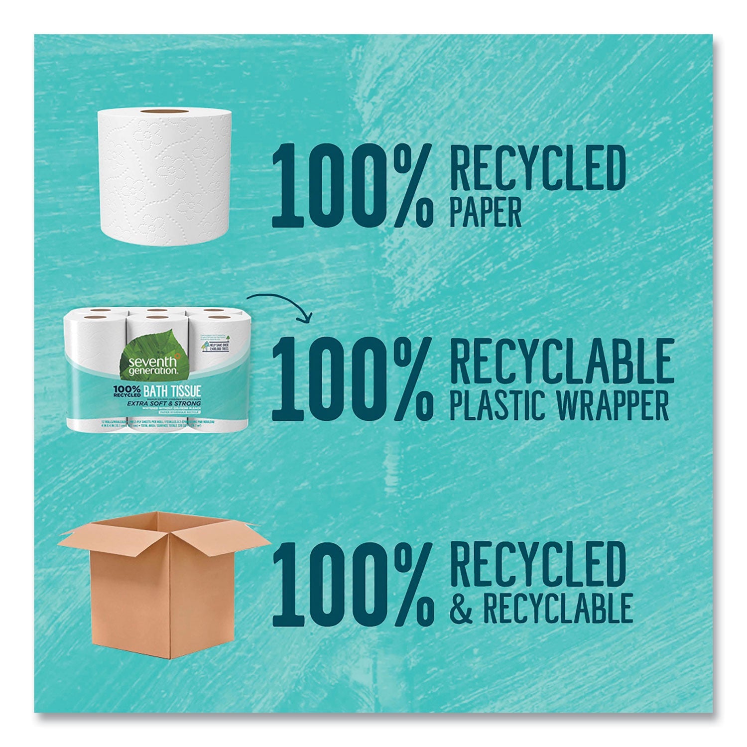 Seventh Generation® 100% Recycled Bathroom Tissue, Septic Safe, 2-Ply, White, 240 Sheets/roll, 12/pack