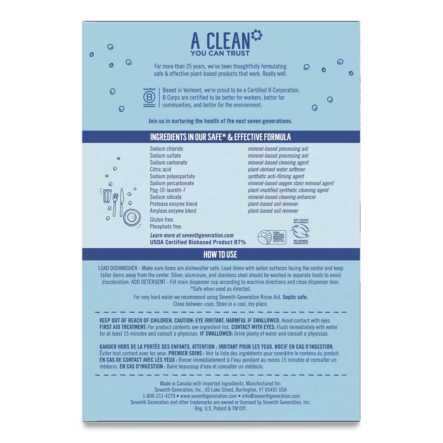 Seventh Generation® Automatic Dishwasher Powder, Free And Clear, 45oz Box, 12/carton