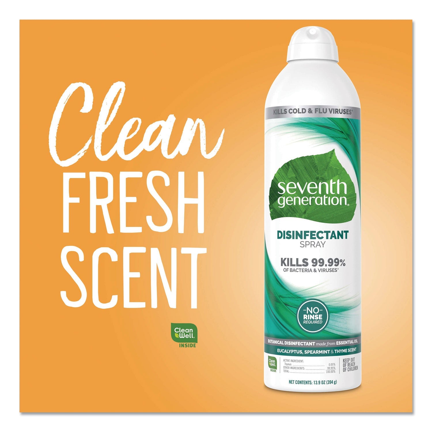 Seventh Generation® Disinfectant Sprays, Eucalyptus/spearmint/thyme, 13.9 Oz Spray Bottle, 8/carton