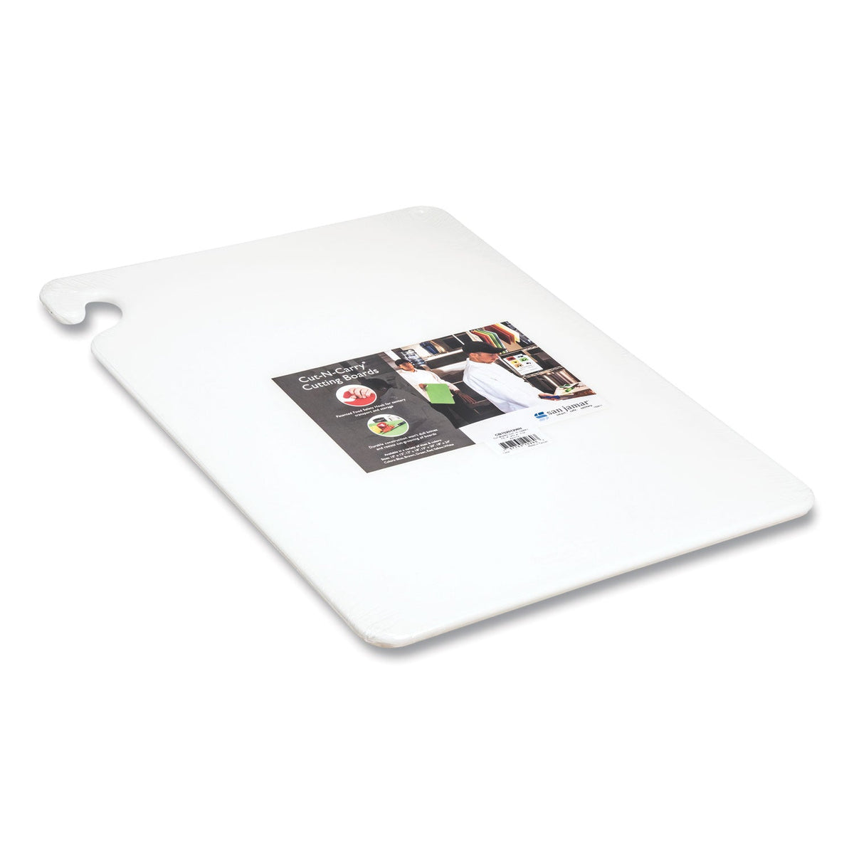 San Jamar® Cut-N-Carry Color Cutting Boards, Plastic, 20 x 15 x 0.5, White