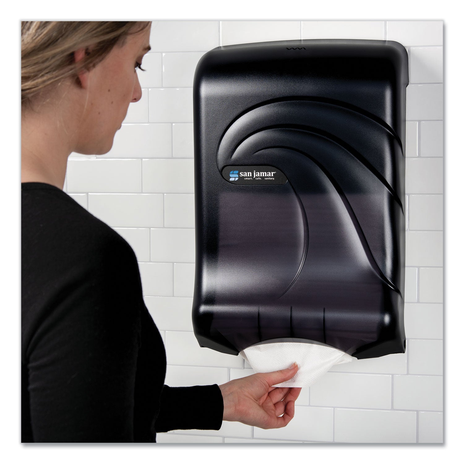 San Jamar® Ultrafold Multifold/c-Fold Towel Dispenser, Oceans, 11.75 X 6.25 X 18, Transparent Black Pearl