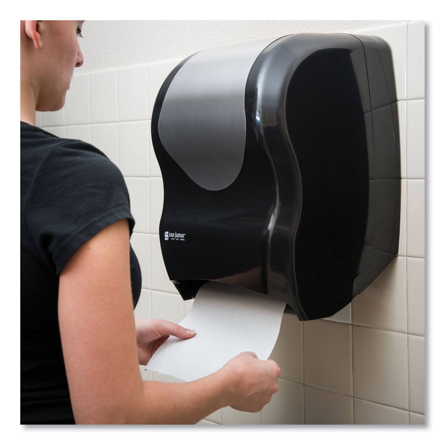 San Jamar® Tear-N-Dry Touchless Roll Towel Dispenser, 16.75 X 10 X 12.5, Black/silver - Bloom Skins