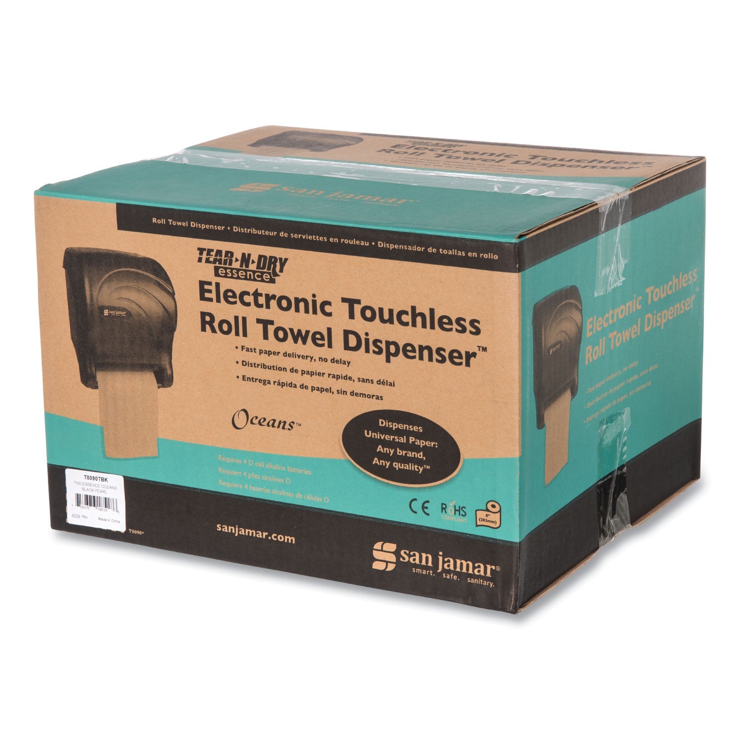 San Jamar® Tear-N-Dry Essence Touchless Towel Dispenser, 11.75 X 9.13 X 14.44, Black Pearl