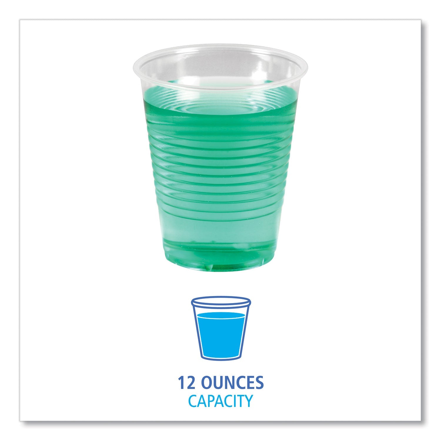 Boardwalk® Translucent Plastic Cold Cups, 12 oz, 50/Sleeve, 20 Sleeves/Carton
