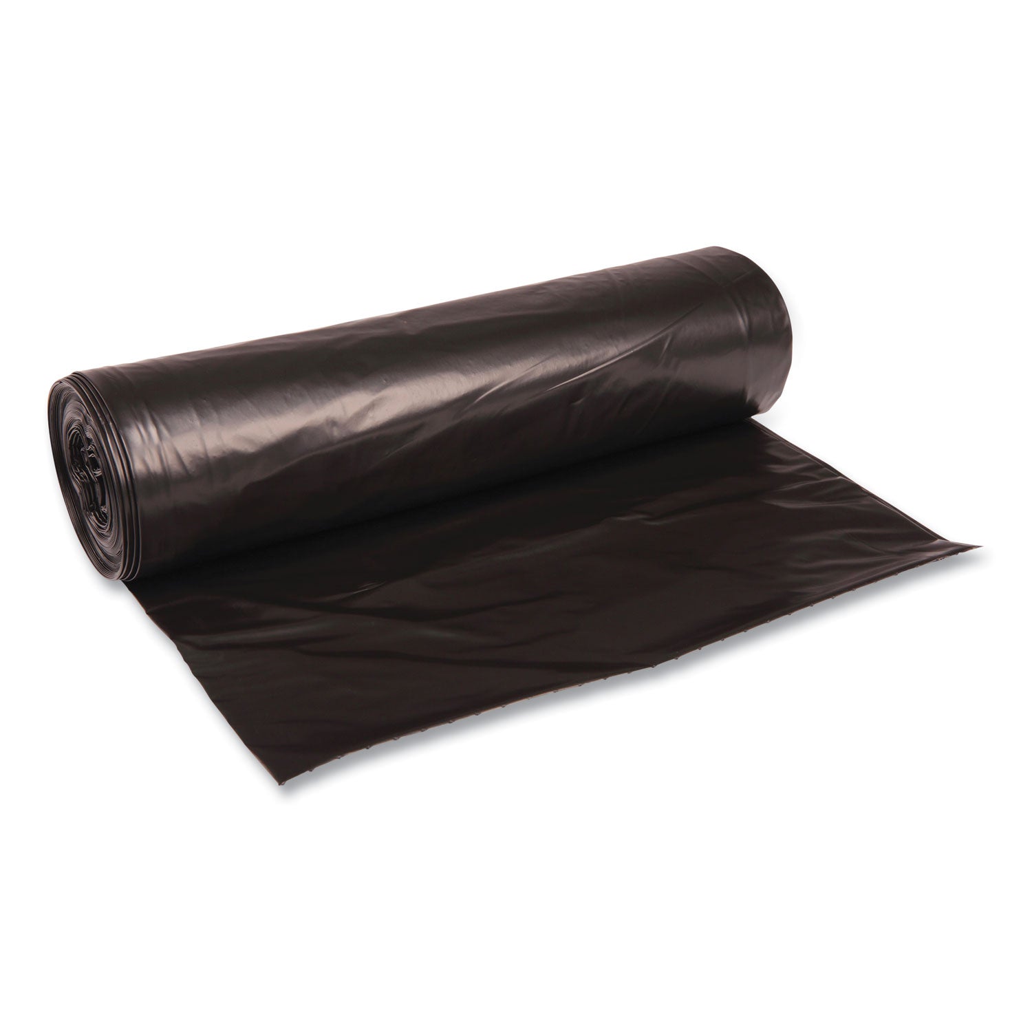 Boardwalk® Recycled Low-Density Polyethylene Can Liners, 56 gal, 1.6 mil, 43" x 47", Black, Perforated, 20 Bags/Roll, 5 Rolls/Carton