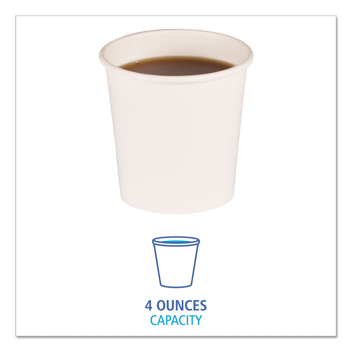 Boardwalk® Paper Hot Cups, 4 oz, White, 50/Sleeve, 20 Sleeves/Carton