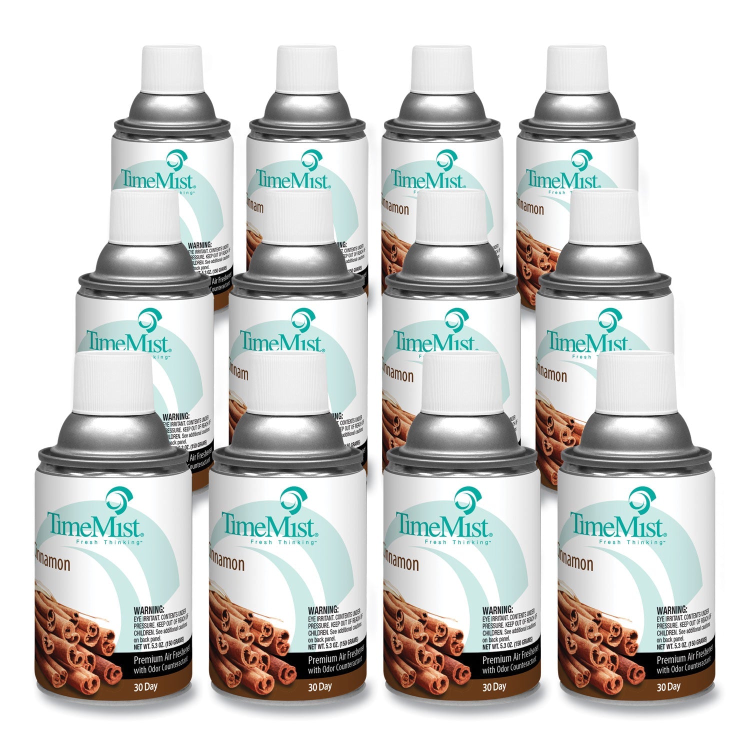 TimeMist® Premium Metered Air Freshener Refill, Cinnamon, 7.1 oz Aerosol Spray, 12/Carton