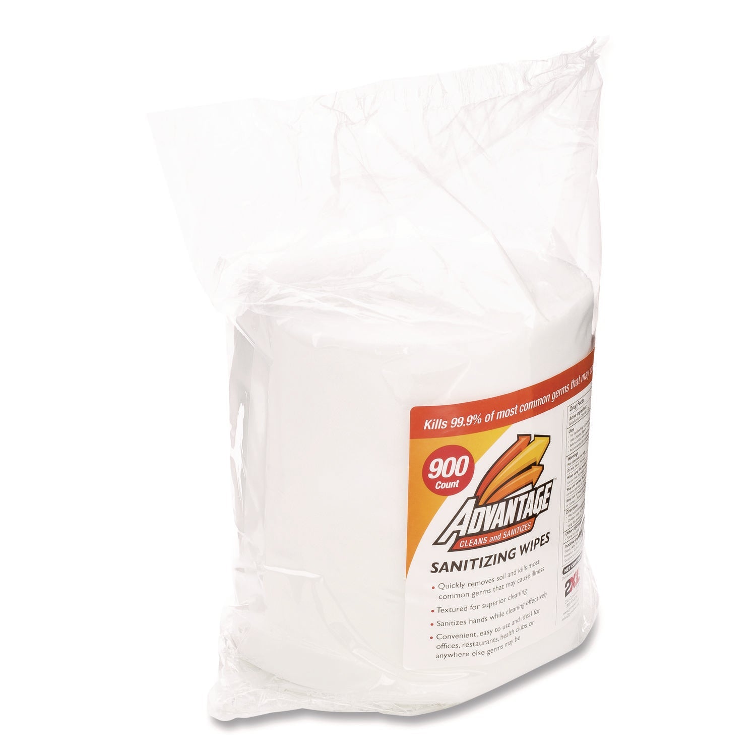 2XL Gym Wipes Advantage, 1-Ply, 6 x 8, Unscented, White, 900/Roll, 4 Rolls/Carton