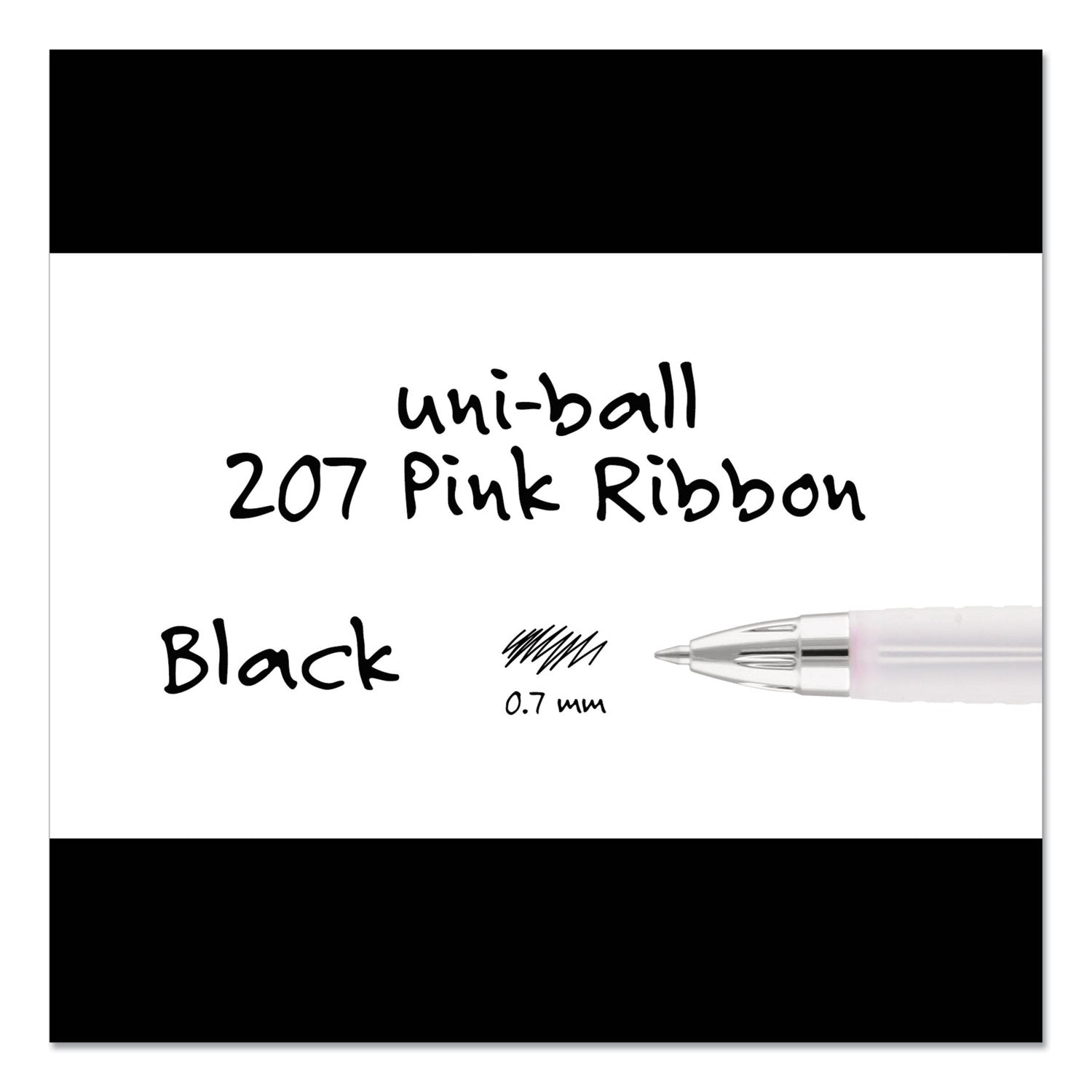 uniball® Signo 207 City of Hope Edition Gel Pen, Retractable, Medium 0.7 mm, Black Ink, Translucent Pink/White Barrel, Dozen