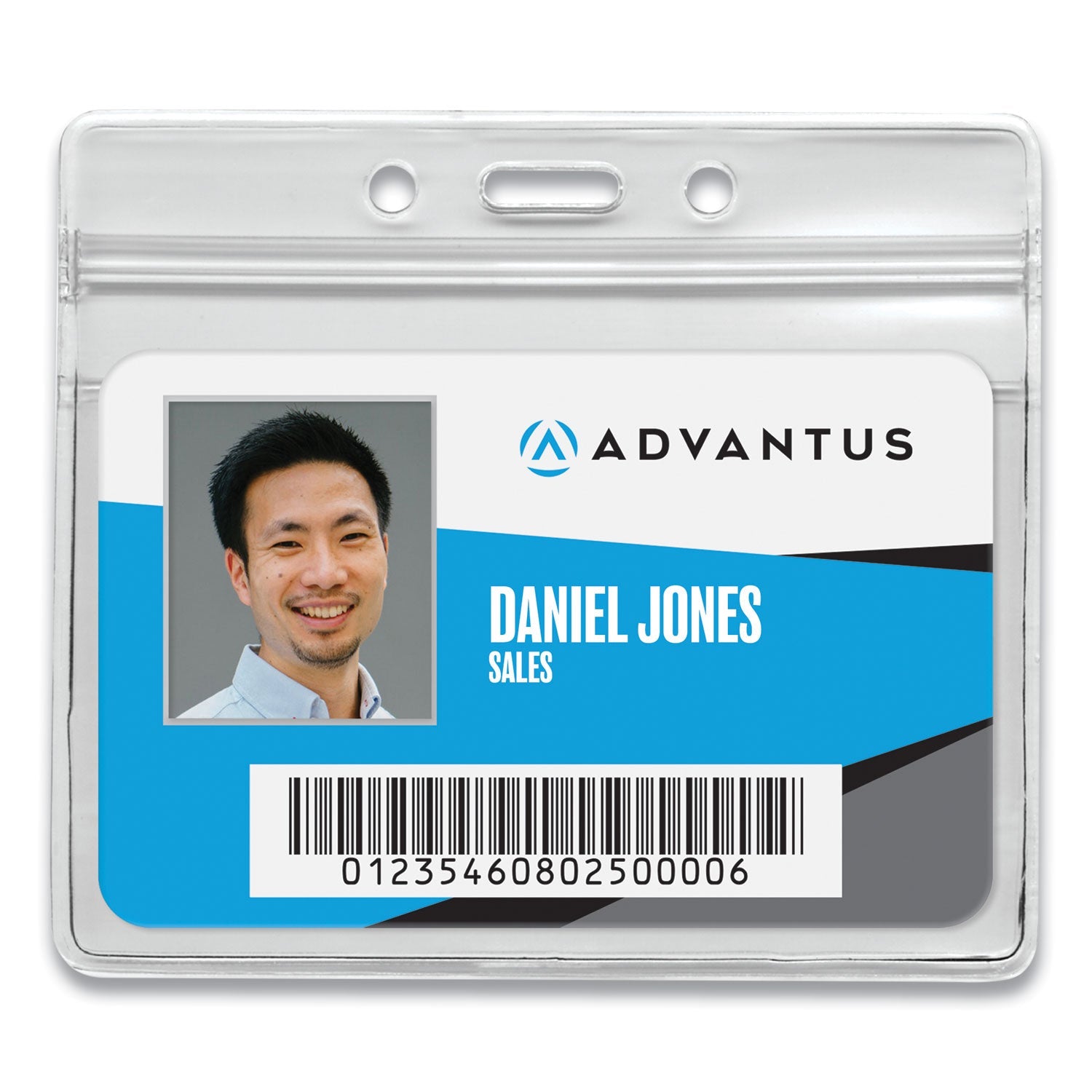 Advantus Resealable ID Badge Holders, Horizontal Orientation, Transparent Frost 4.13" x 3.75" Holder, 4" x 2.81" Insert, 50/Pack