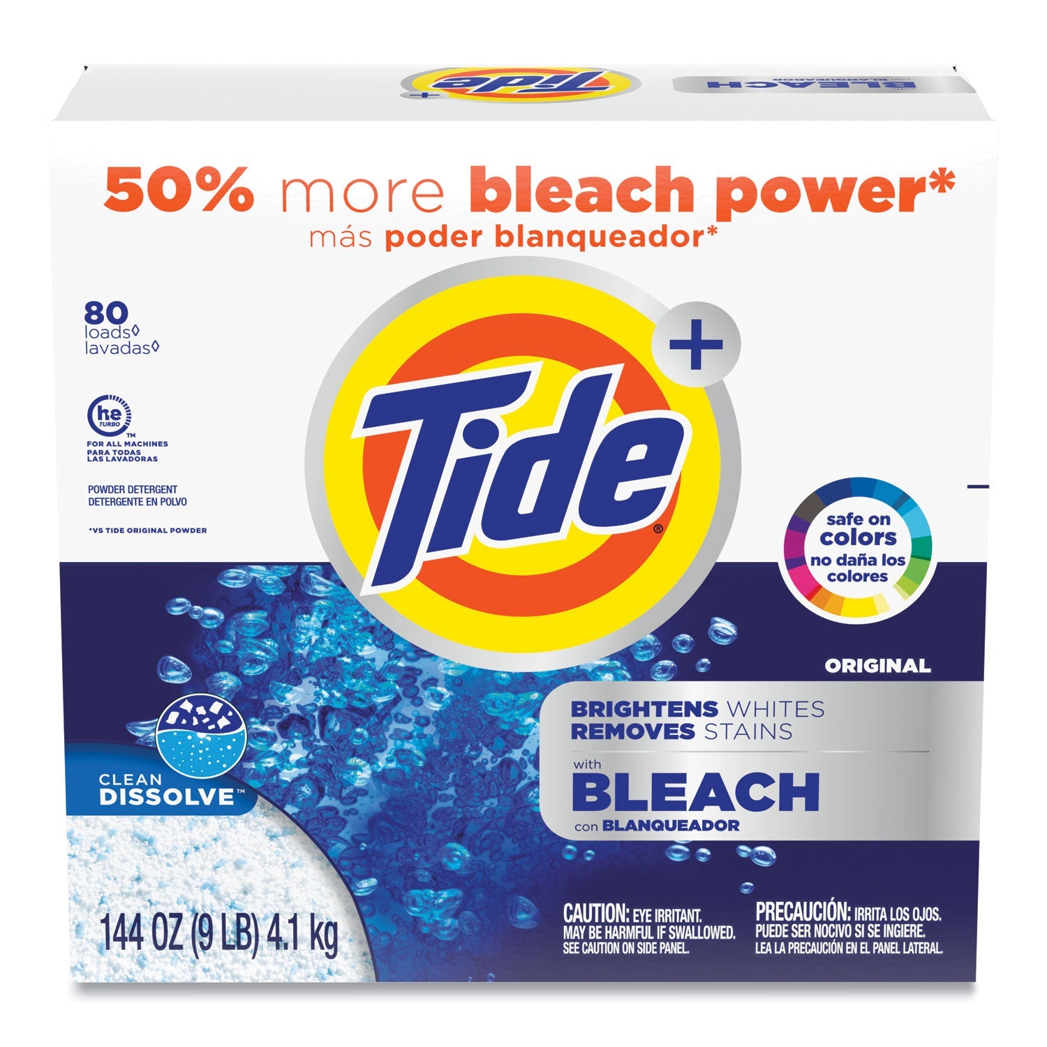 Tide® Laundry Detergent with Bleach, HE Compatible, 80 Loads, Tide Original Scent, Powder, 144 oz Box - Bloom Skins