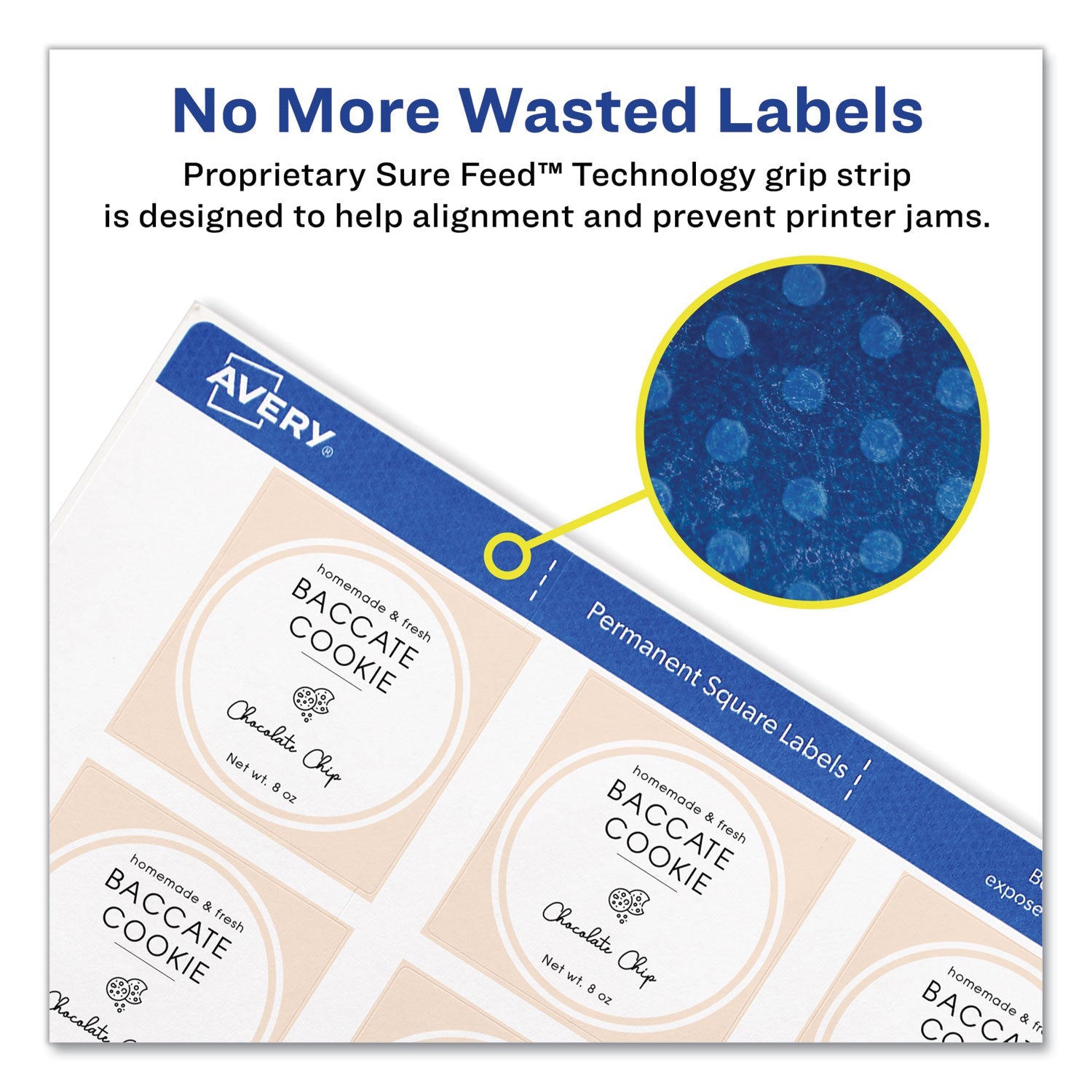 Avery® Square Labels with Sure Feed and TrueBlock, 1.5 x 1.5, White, 600/Pack