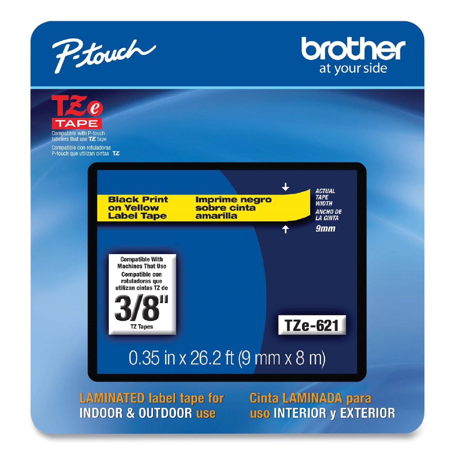 P-Touch Laminated Removable Label Tapes | Blk/Ylw